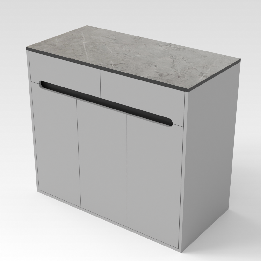 Light Gray & Brown Stone Shoe Cabinet