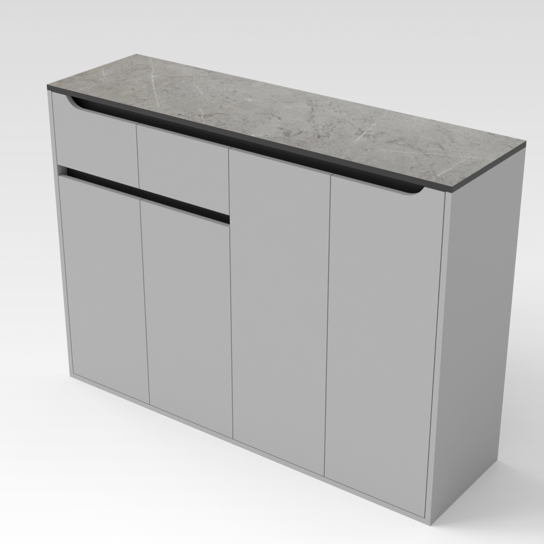 Light Gray & Brown Stone-Grain Top Shoe Cabinet