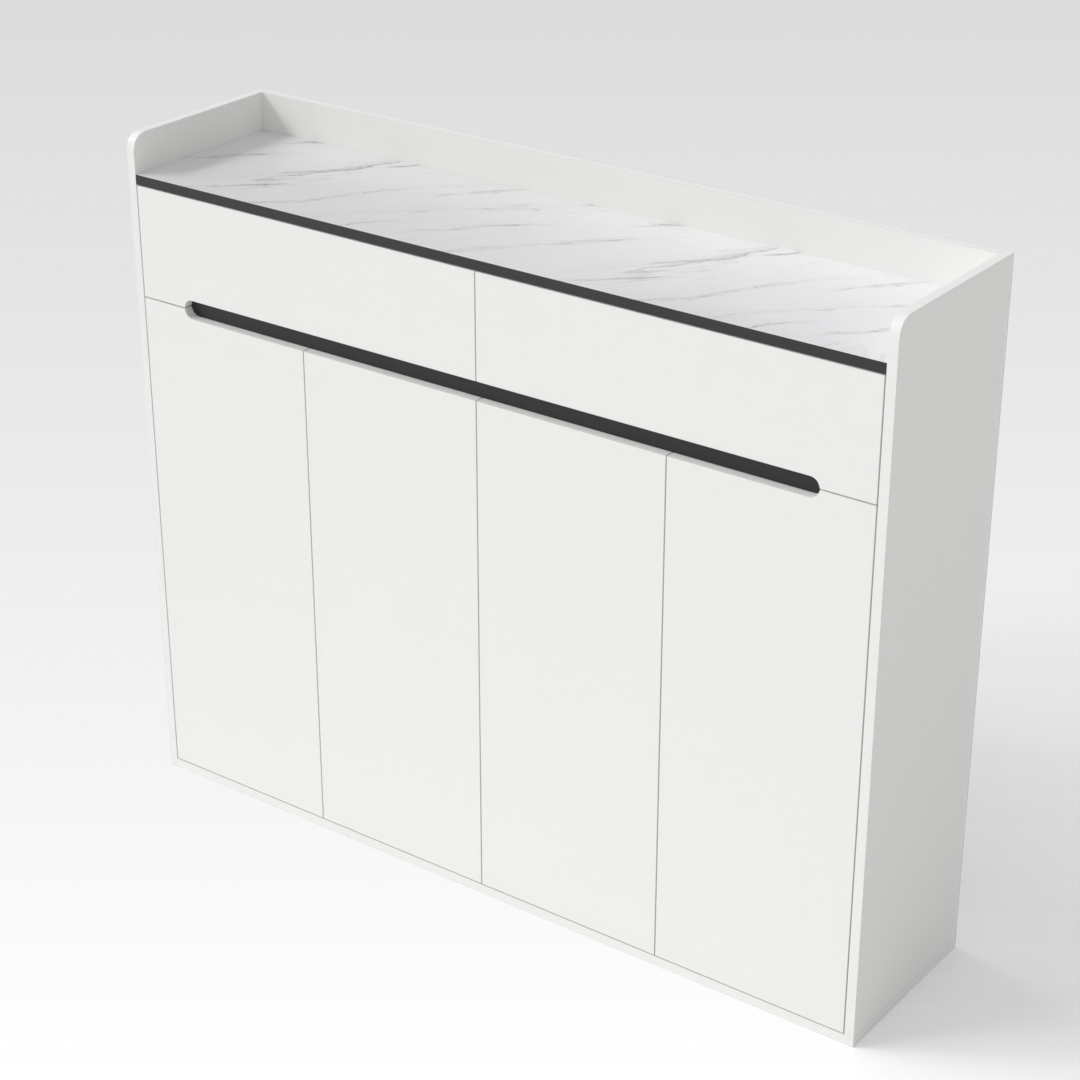 Warm White & Black Shoe Cabinet