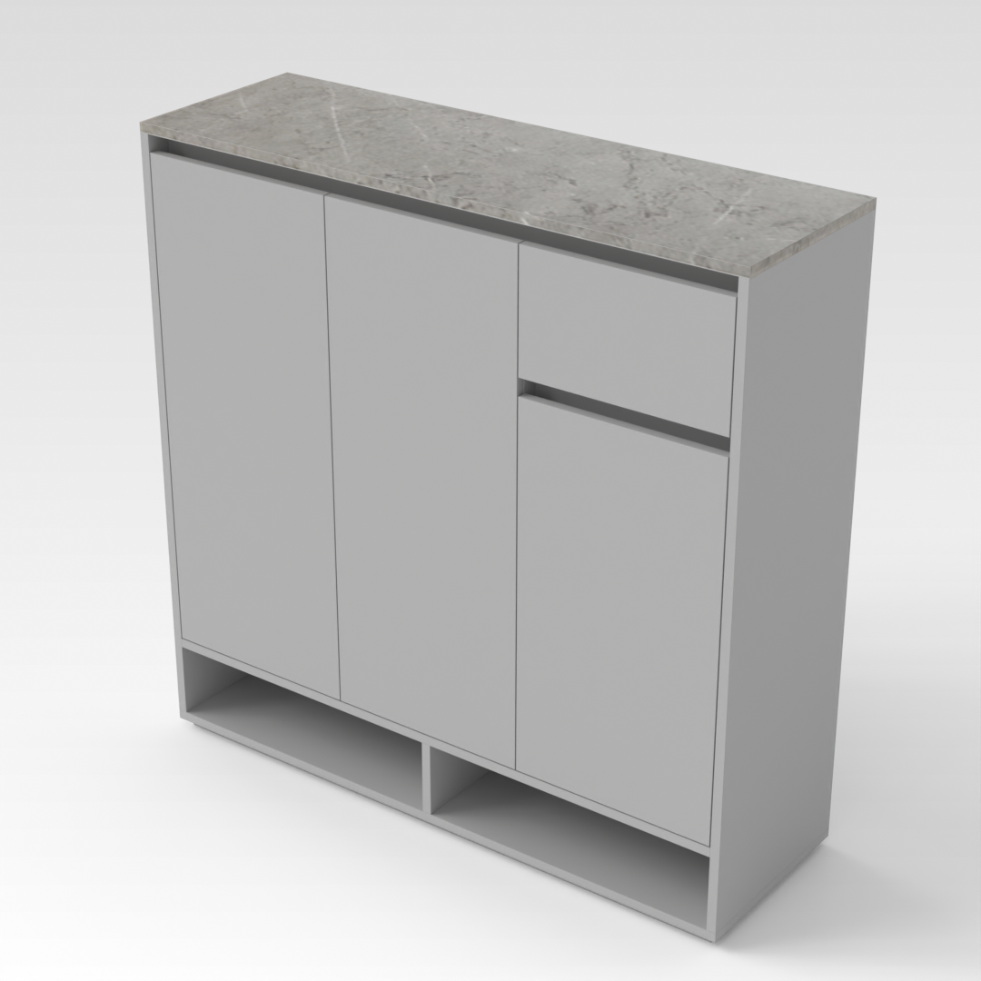 Light Gray & Brown Stone-Grain Top Shoe Cabinet