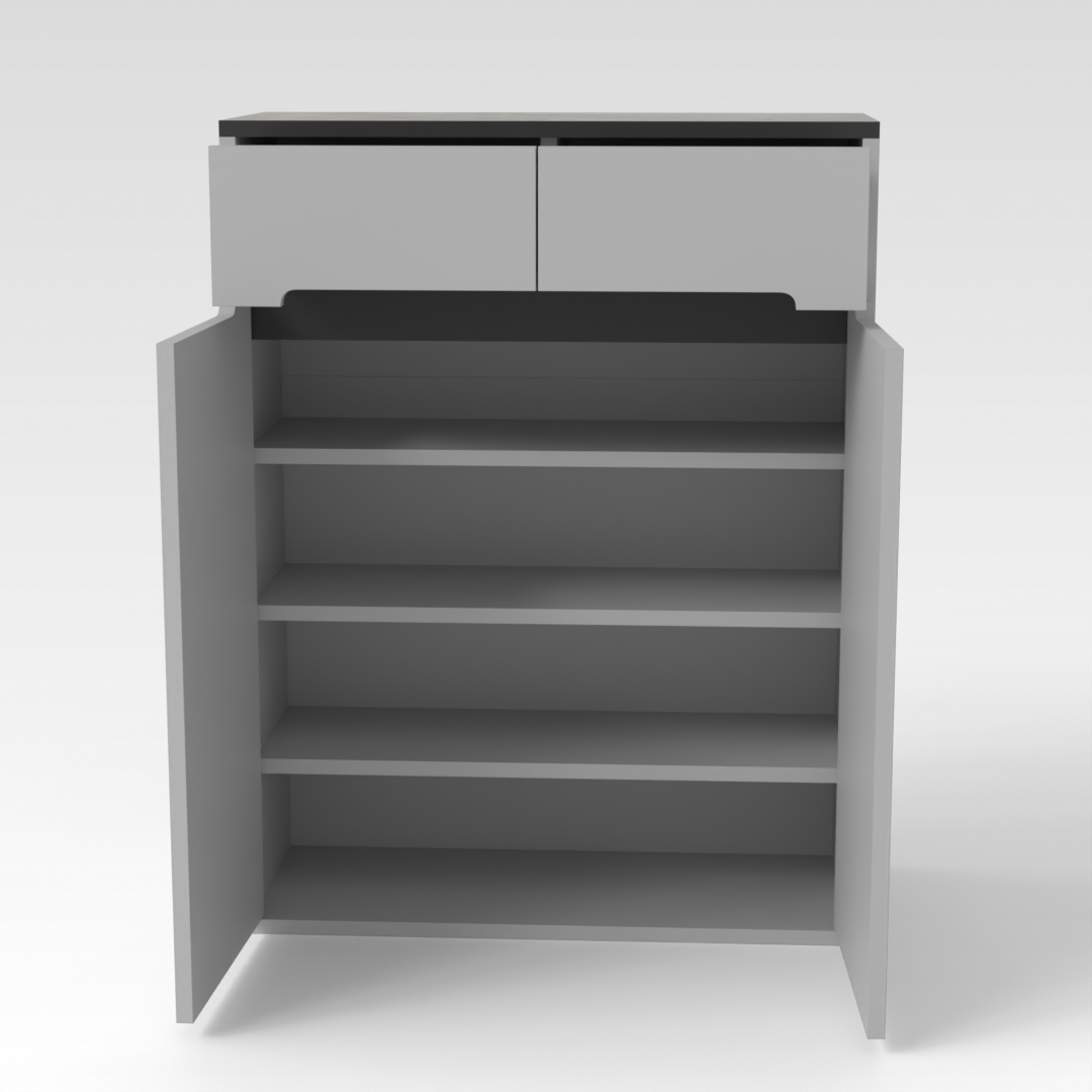 Light Gray & Brown Stone Grain Shoe Cabinet