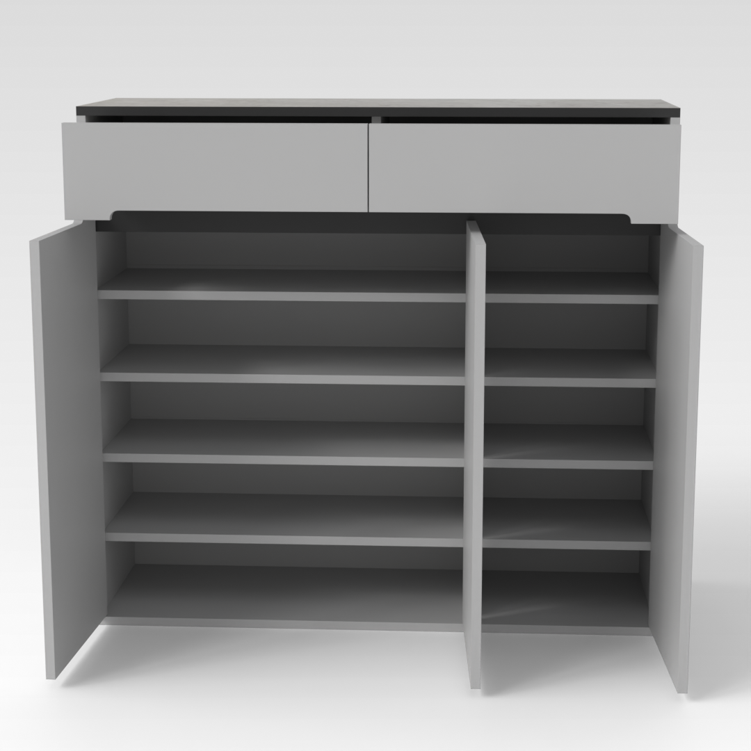 Light Gray & Brown Stone Grain Shoe Cabinet