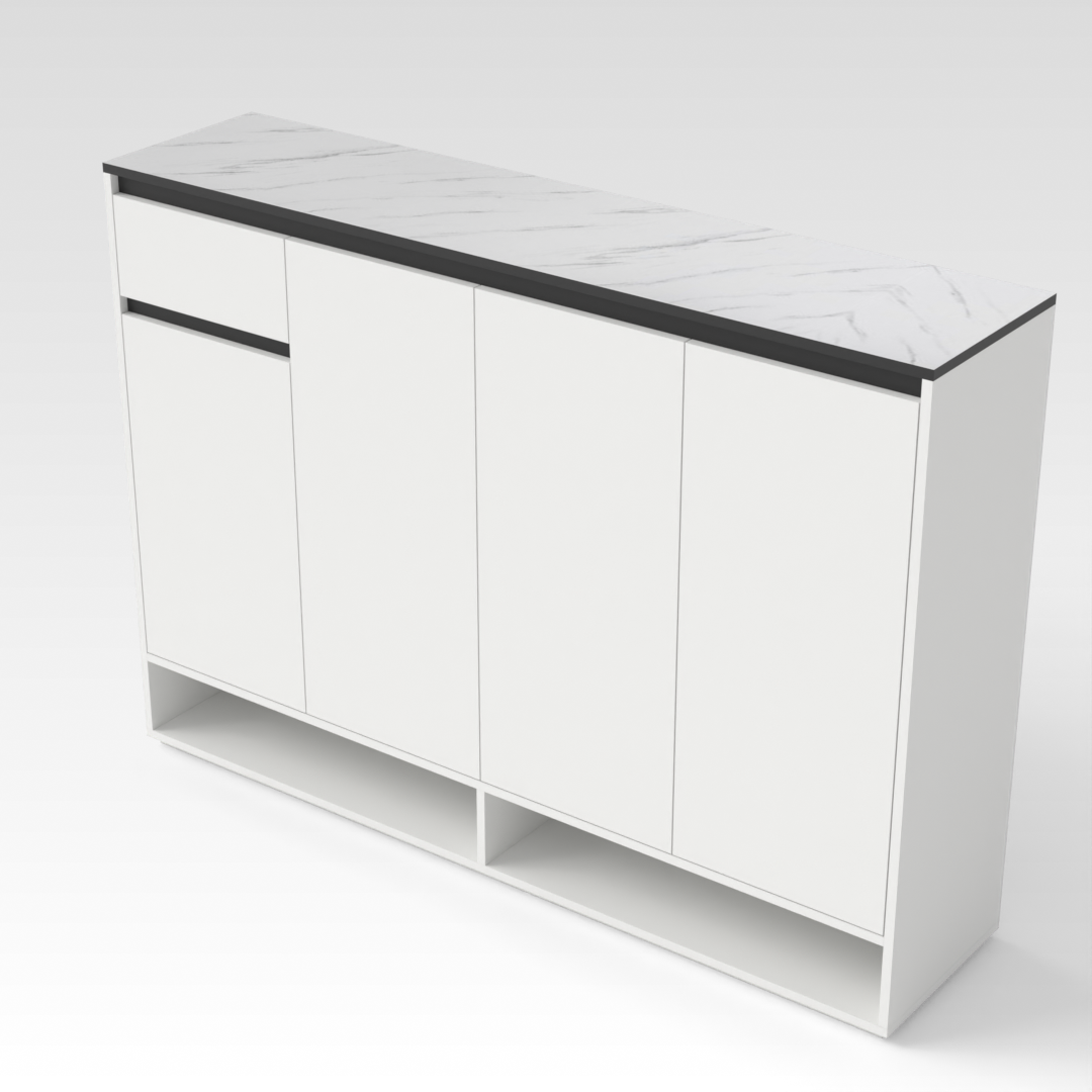 Warm White & White Marble Shoe Cabinet
