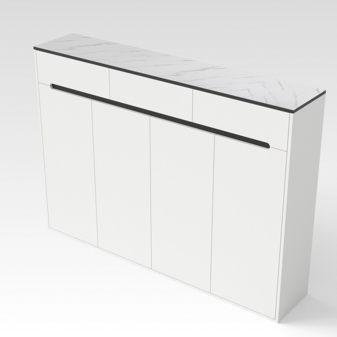 Warm White & Black Shoe Cabinet