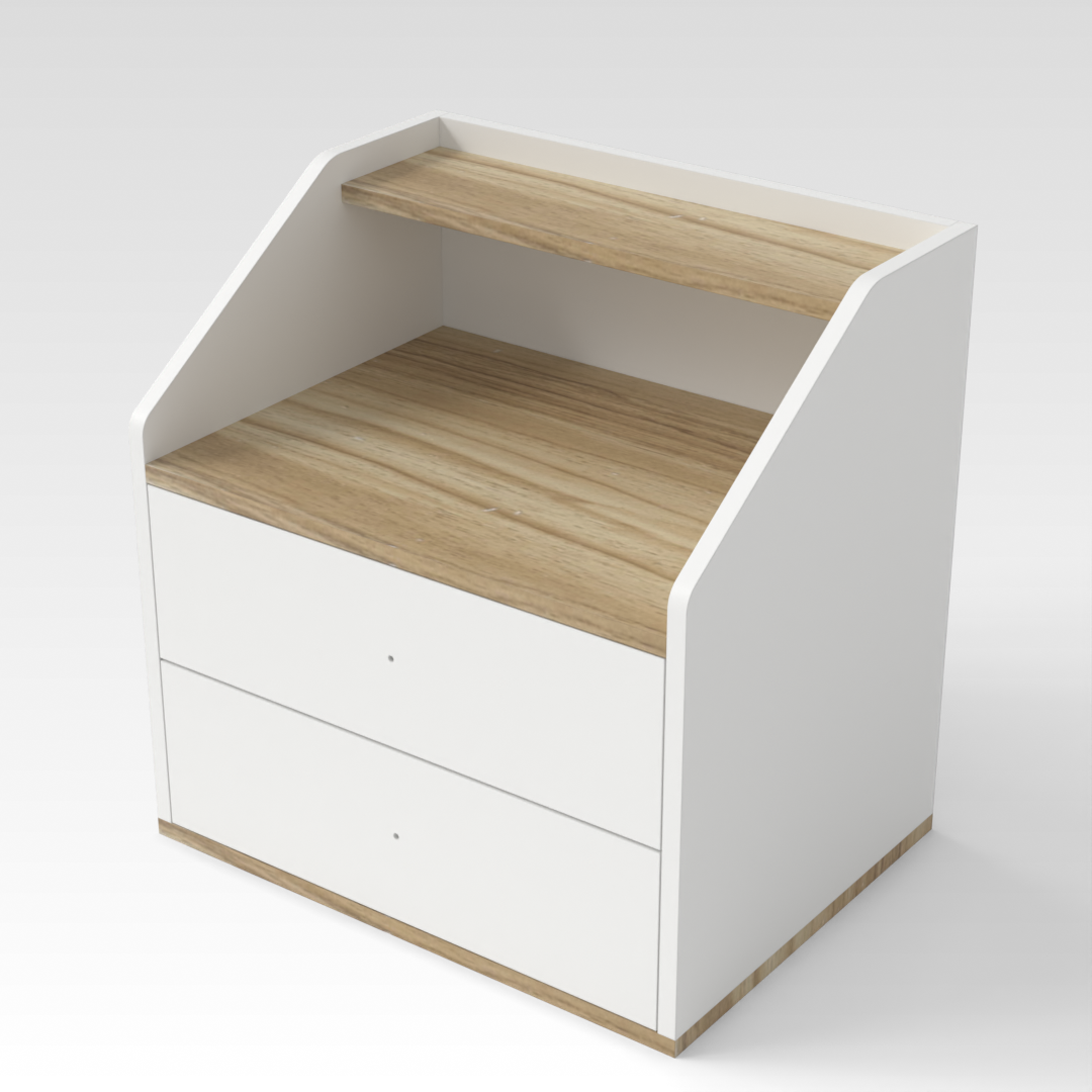 Warm White & Country Oak Nightstand