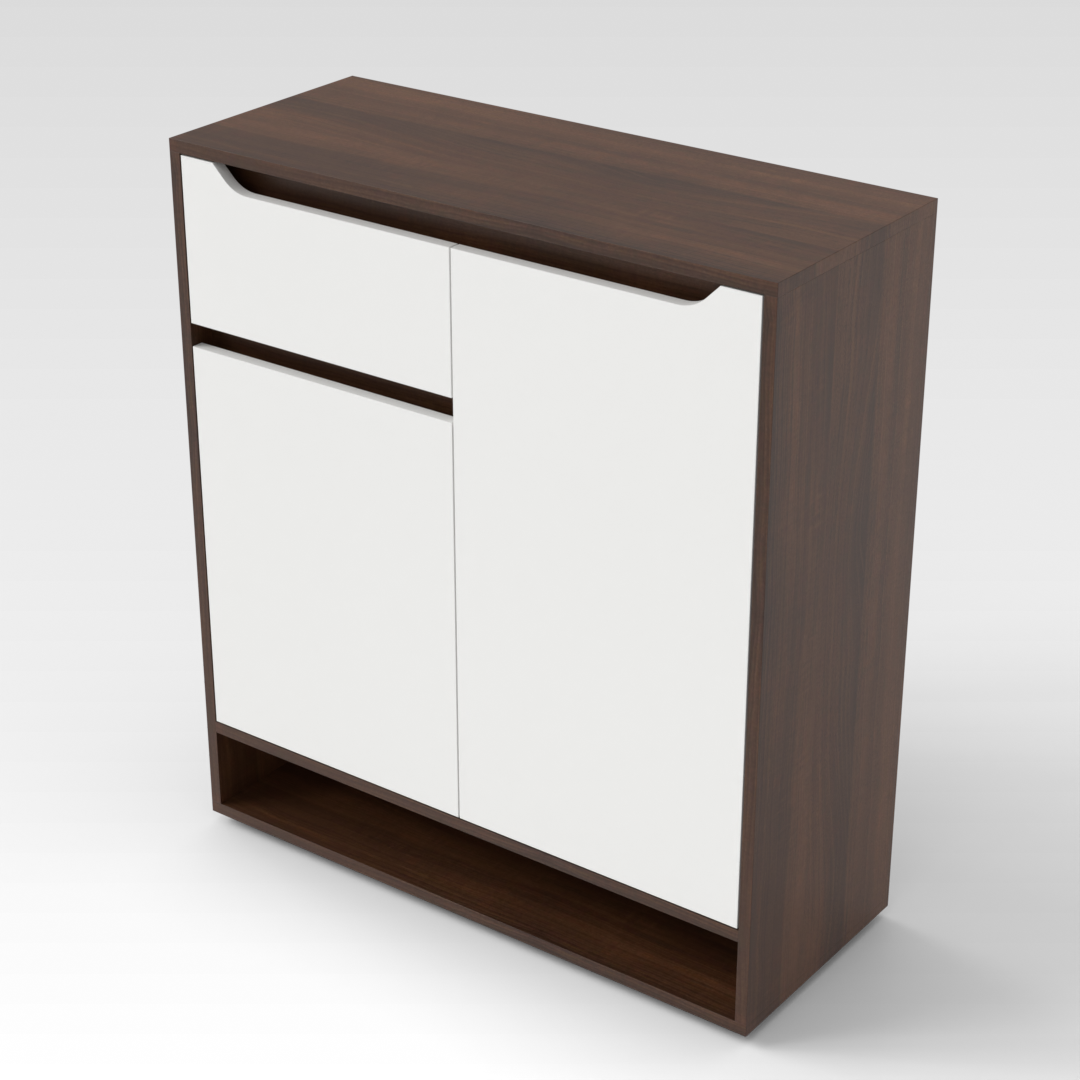 Prairie Oak & Warm White Shoe Cabinet