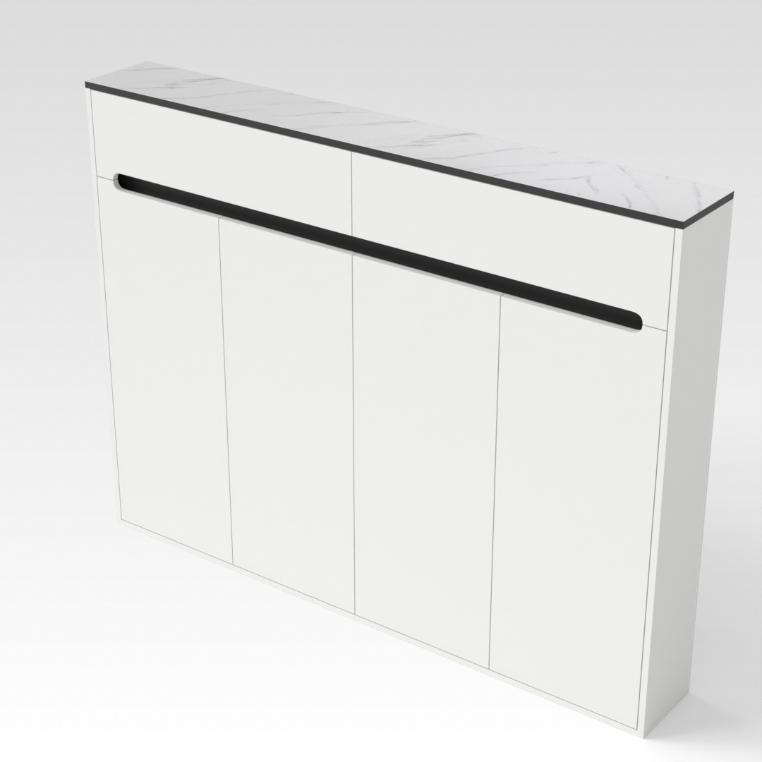 Warm White & Black Shoe Cabinet