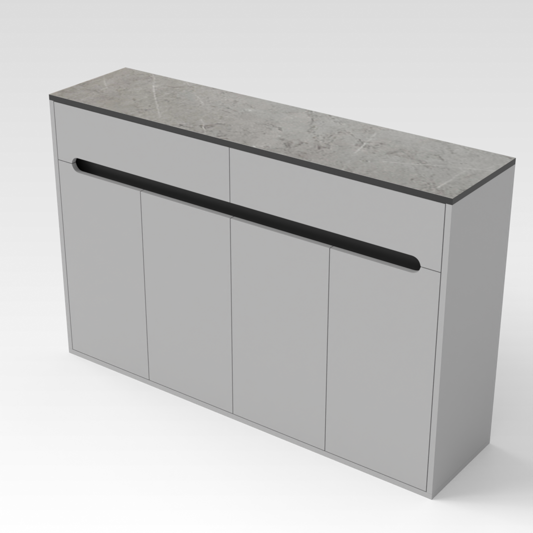Light Gray & Brown Stone-Grain Top Shoe Cabinet