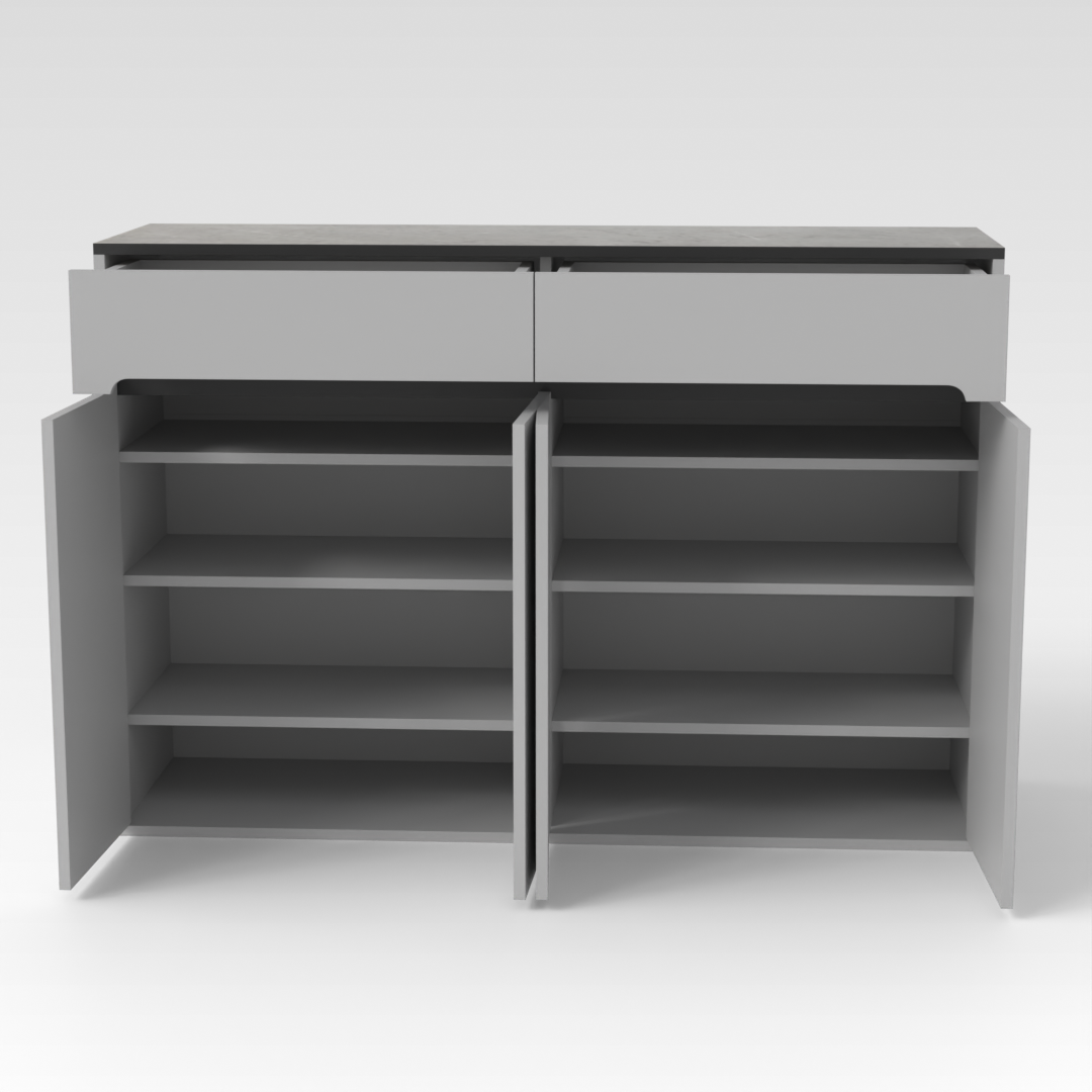 Light Gray & Brown Stone Shoe Cabinet