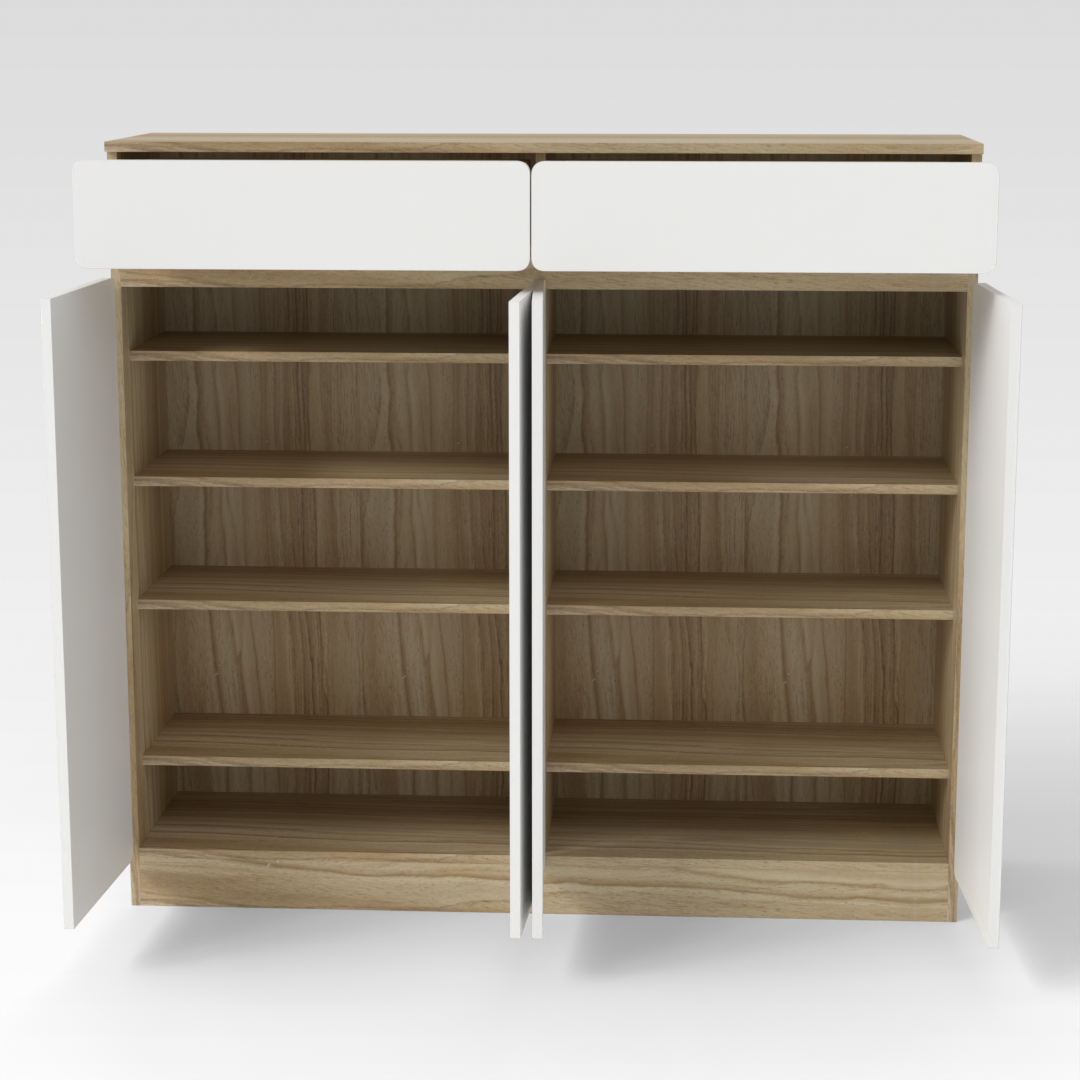 Country Oak & Warm White Shoe Cabinet
