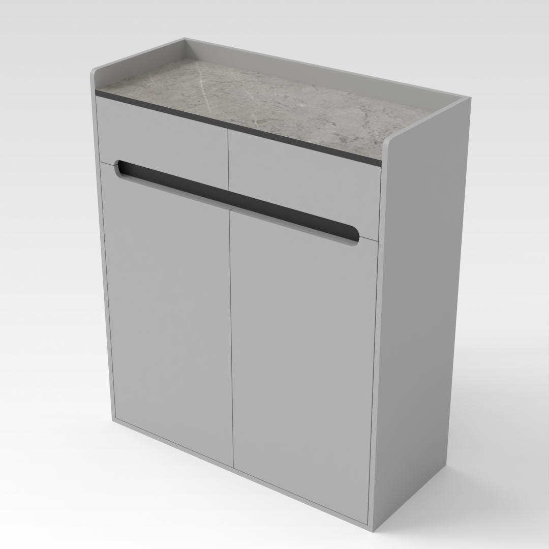 Light Gray & Brown Stone Shoe Cabinet