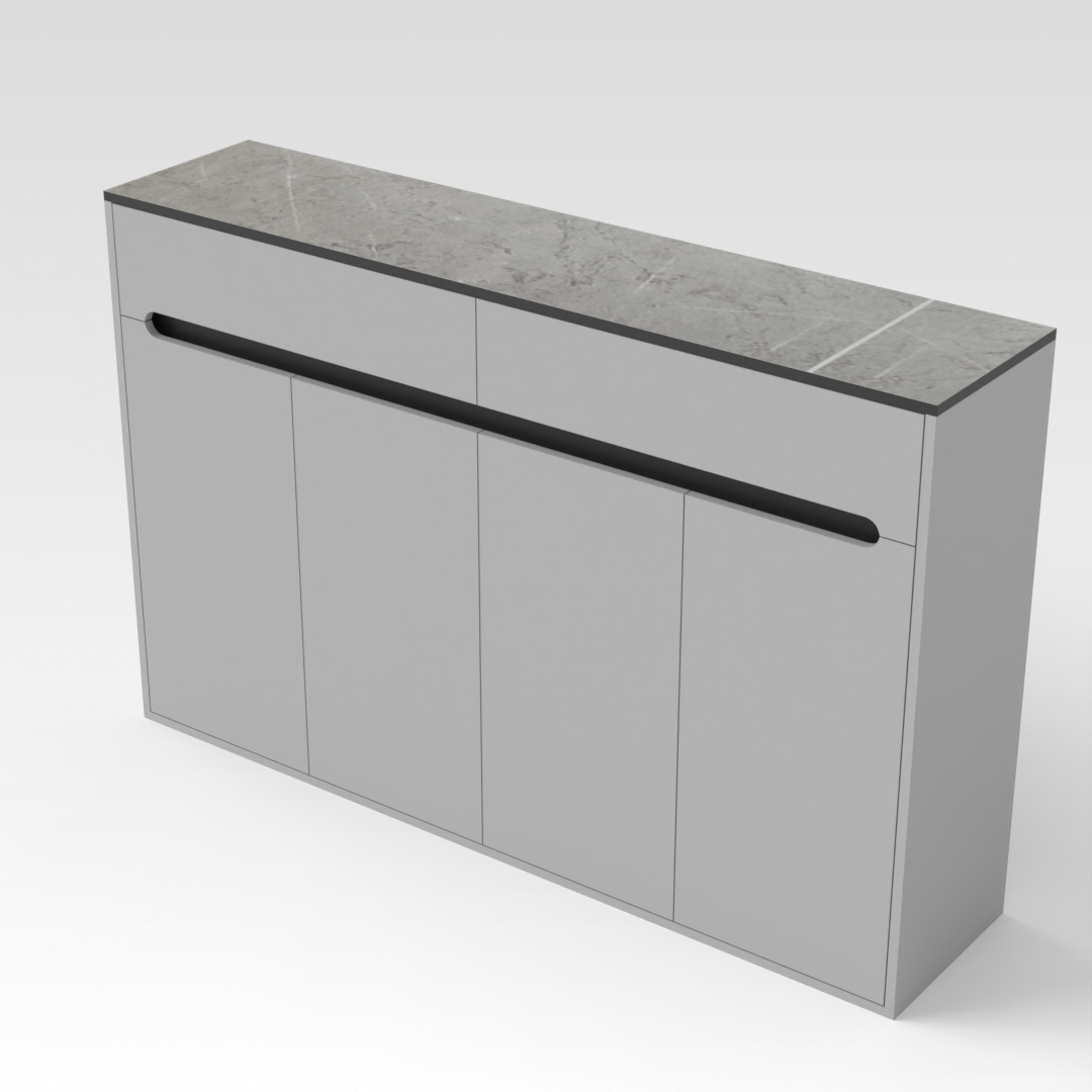 Light Gray & Brown Stone Shoe Cabinet
