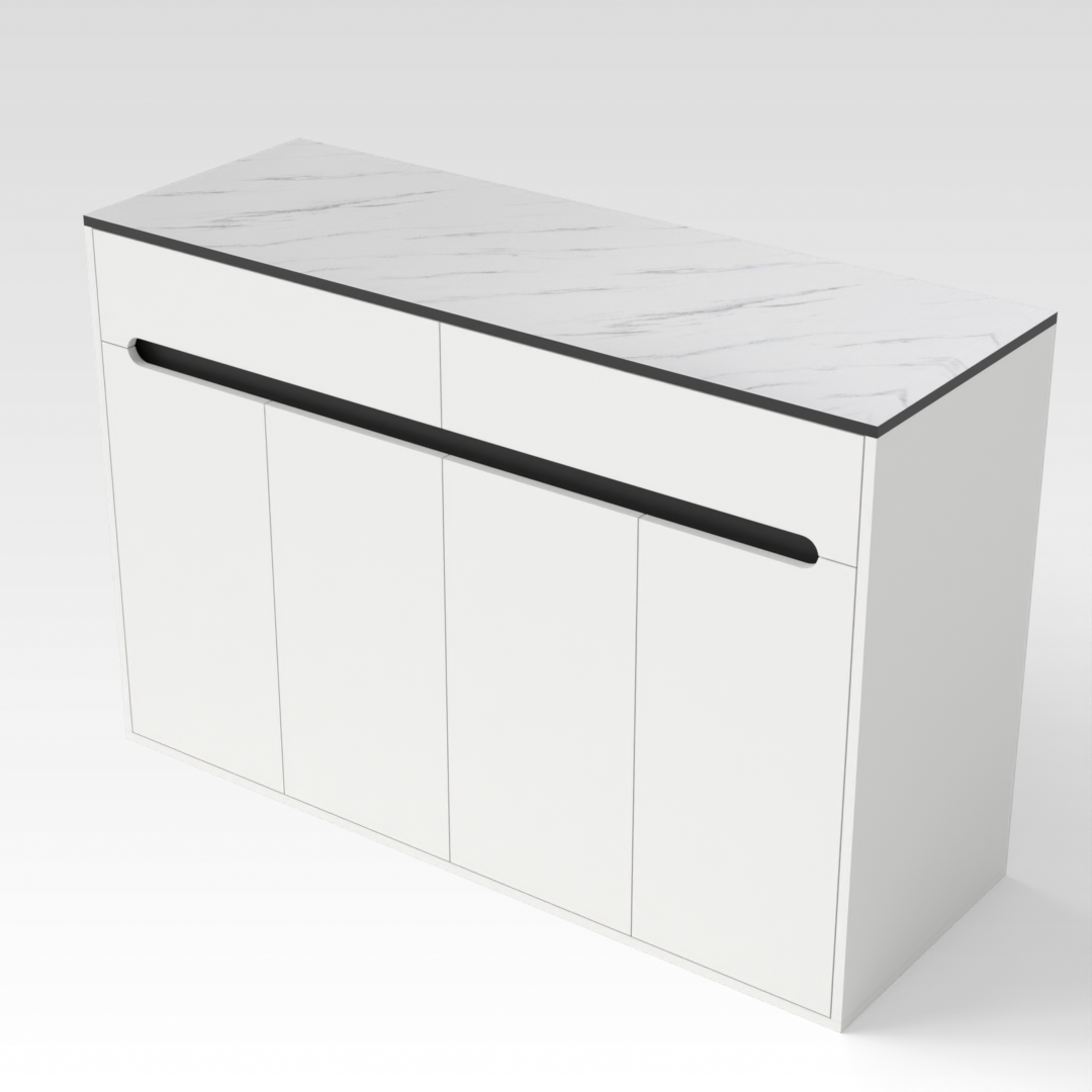 Warm White & White Marble Shoe Cabinet