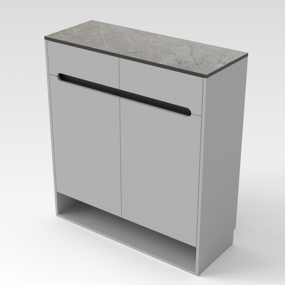 Light Gray & Brown Stone-Grain Top Shoe Cabinet