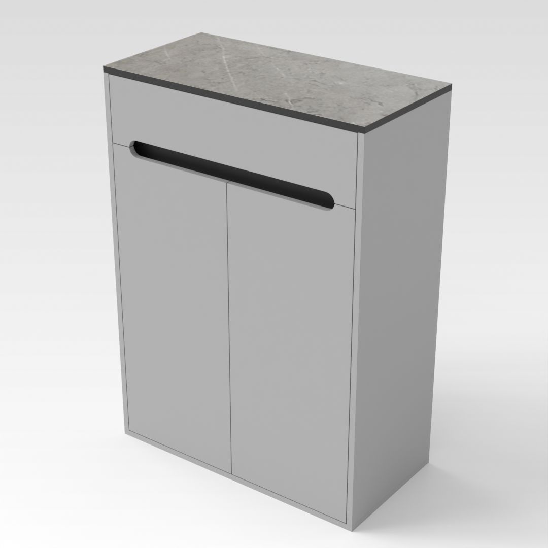Light Gray & Brown Stone-Grain Top Shoe Cabinet