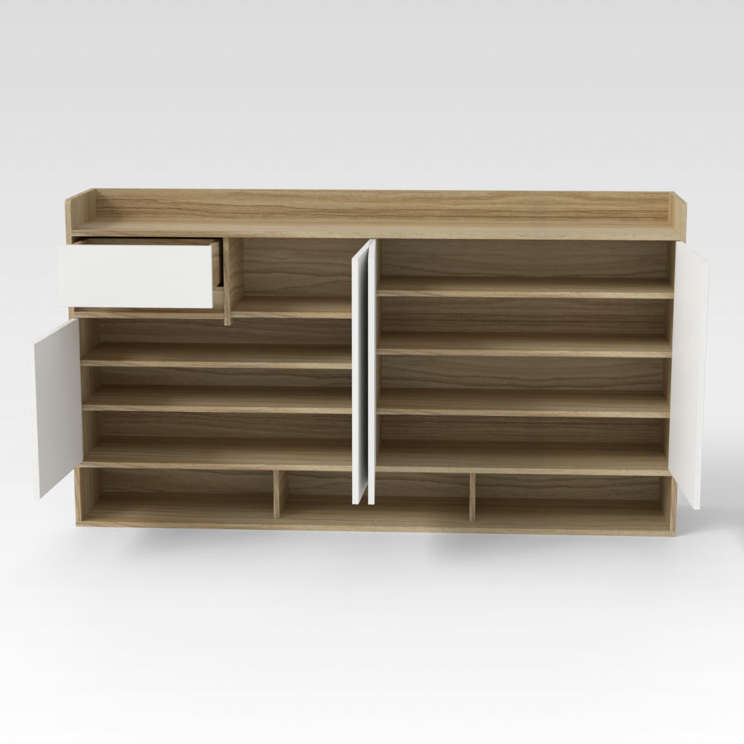 Country Oak & Warm White Shoe Cabinet