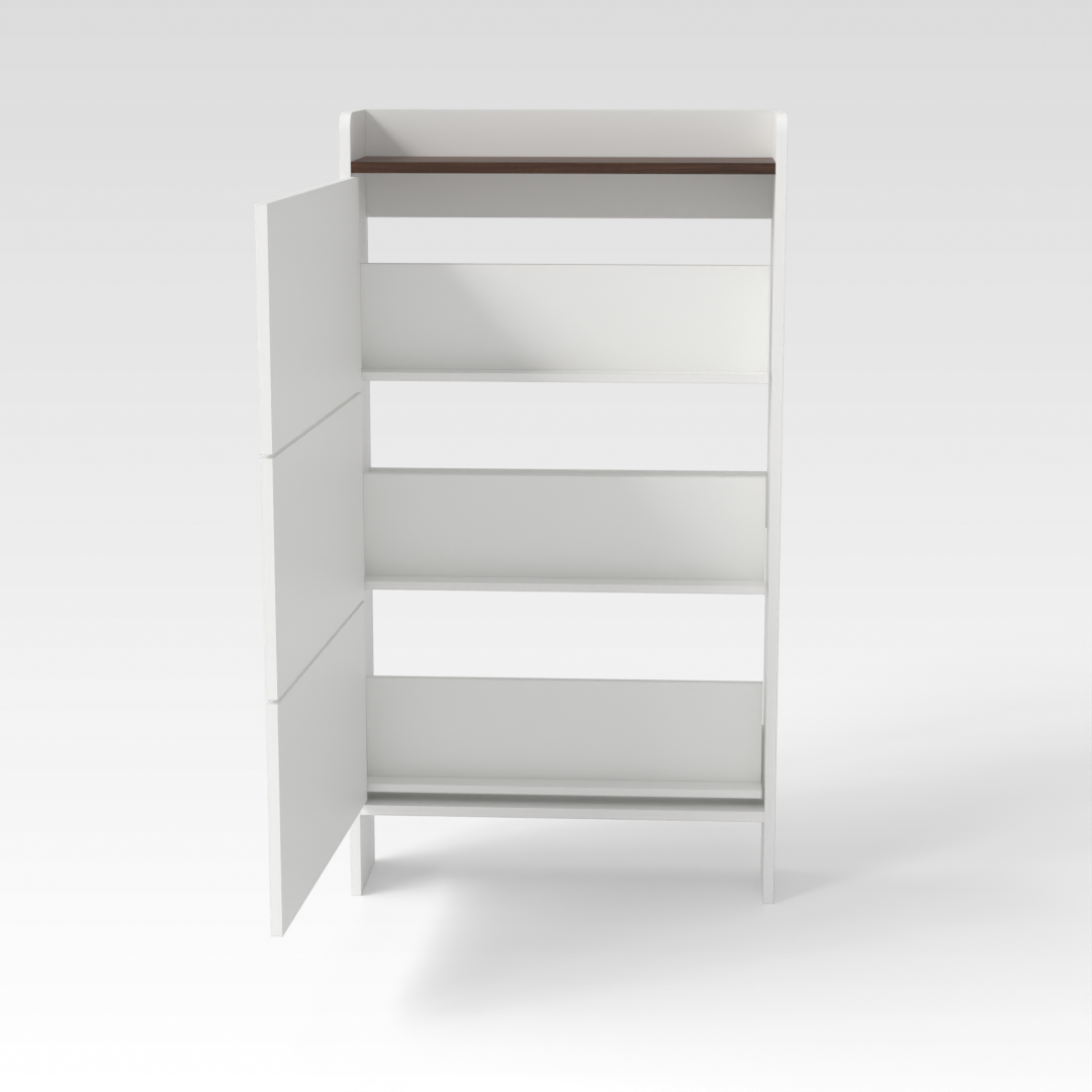 Warm White & Prairie Oak Shoe Cabinet