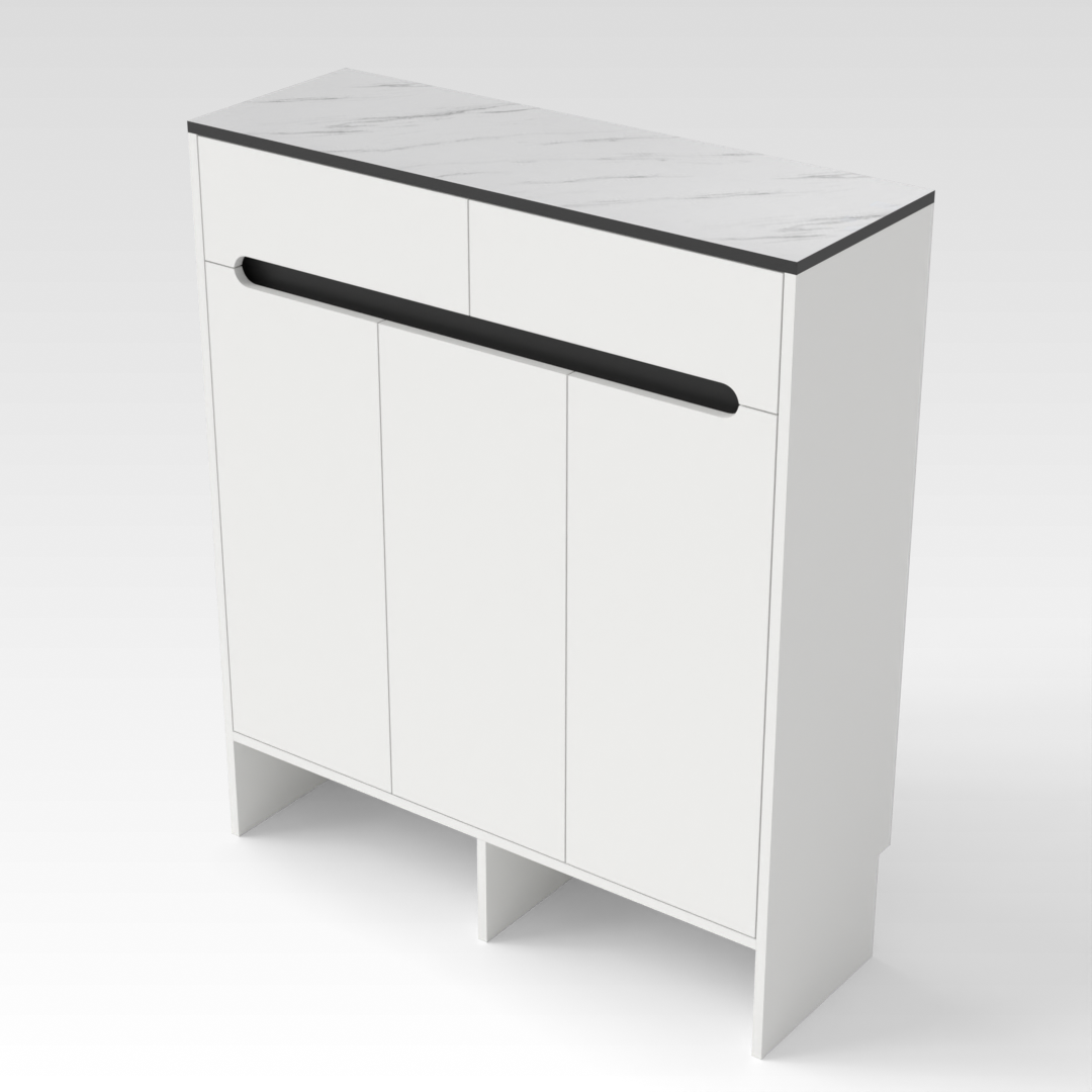 Warm White & Black Shoe Cabinet