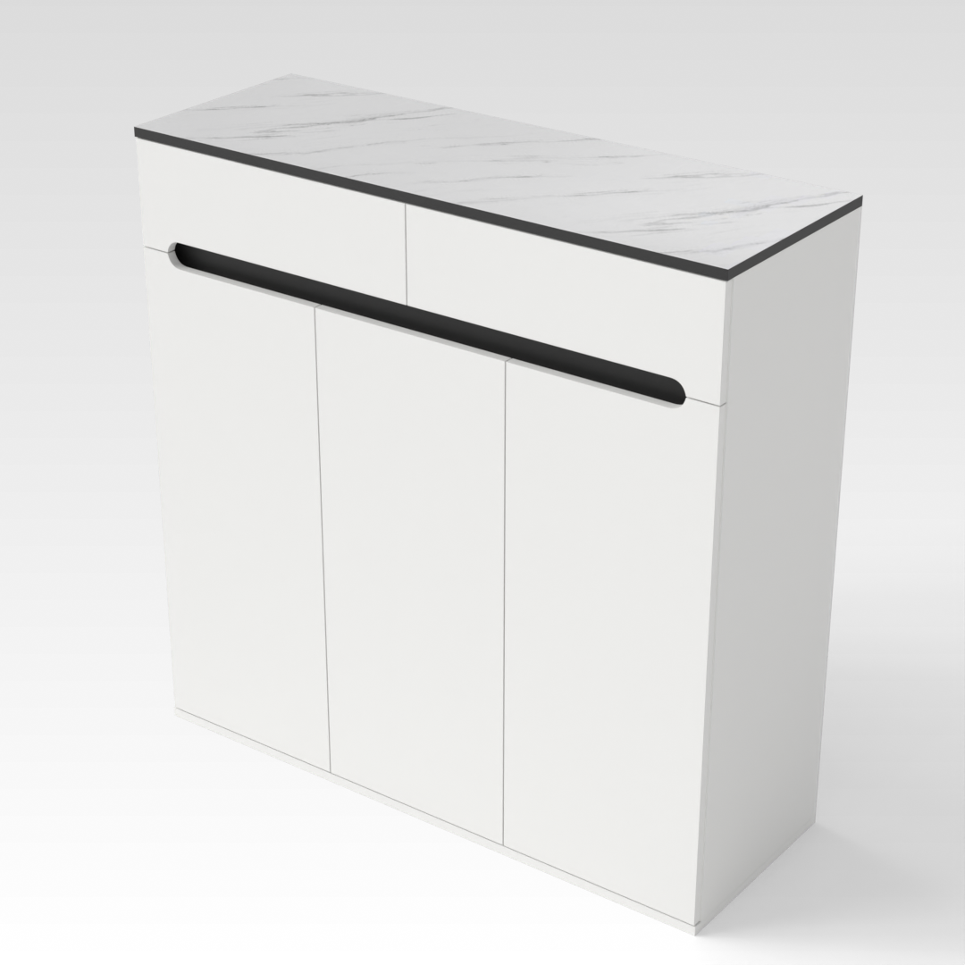 Warm White & Black Shoe Cabinet