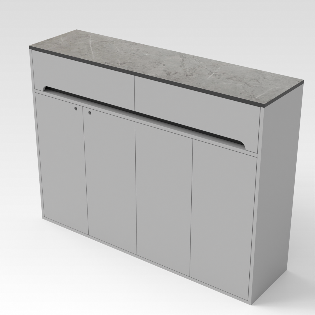 Light Gray & Brown Stone-Grain Top Shoe Cabinet