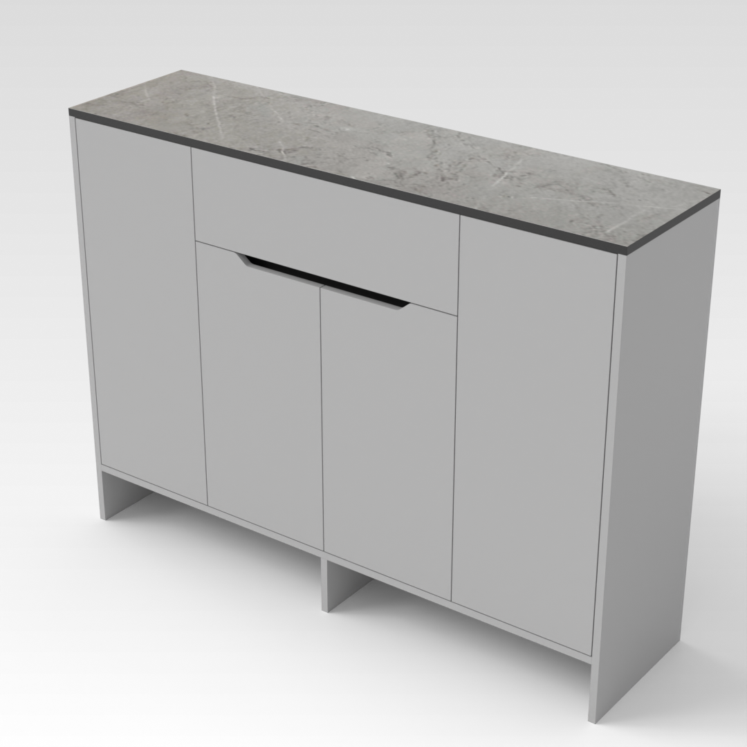 Light Gray & Black Shoe Cabinet