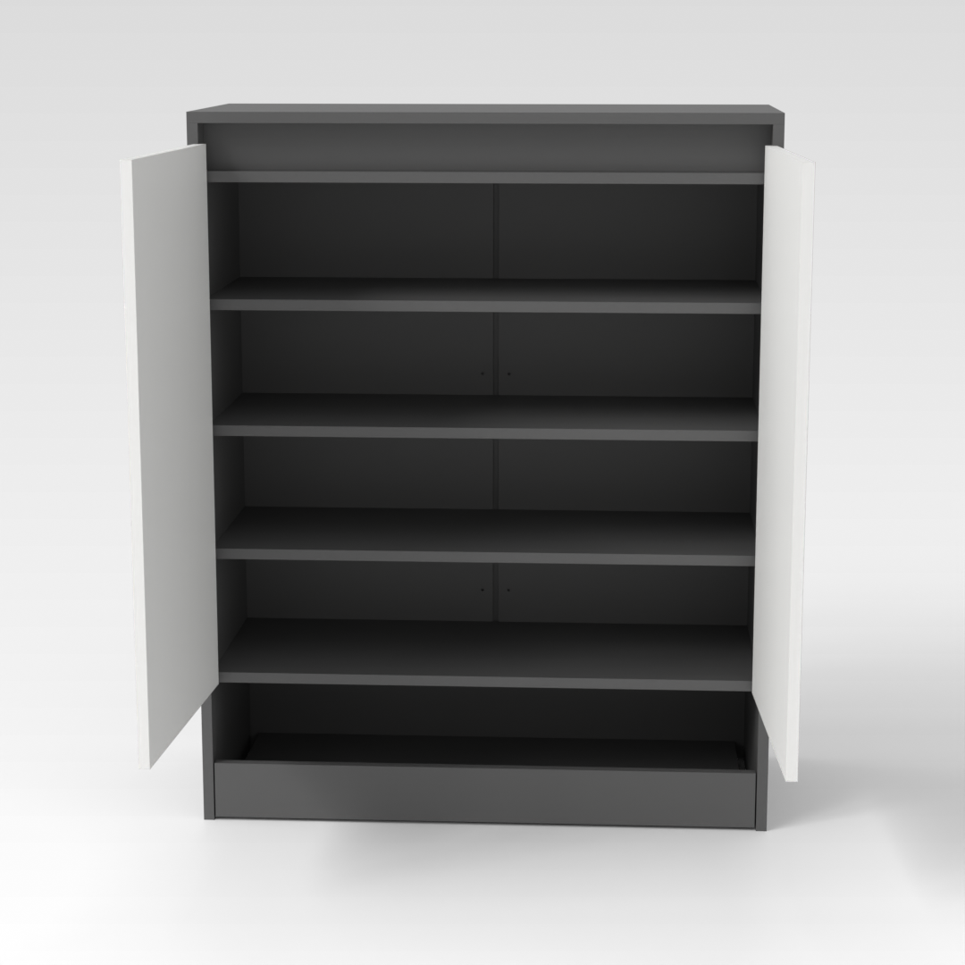 Sky Gray & Warm White Shoe Cabinet
