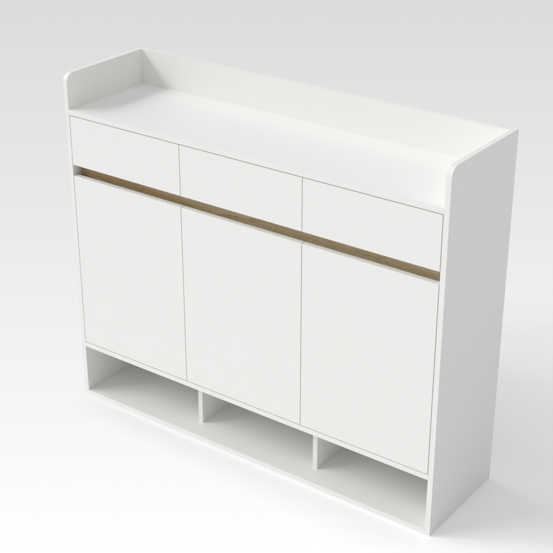 Warm White & Country Oak Shoe Cabinet