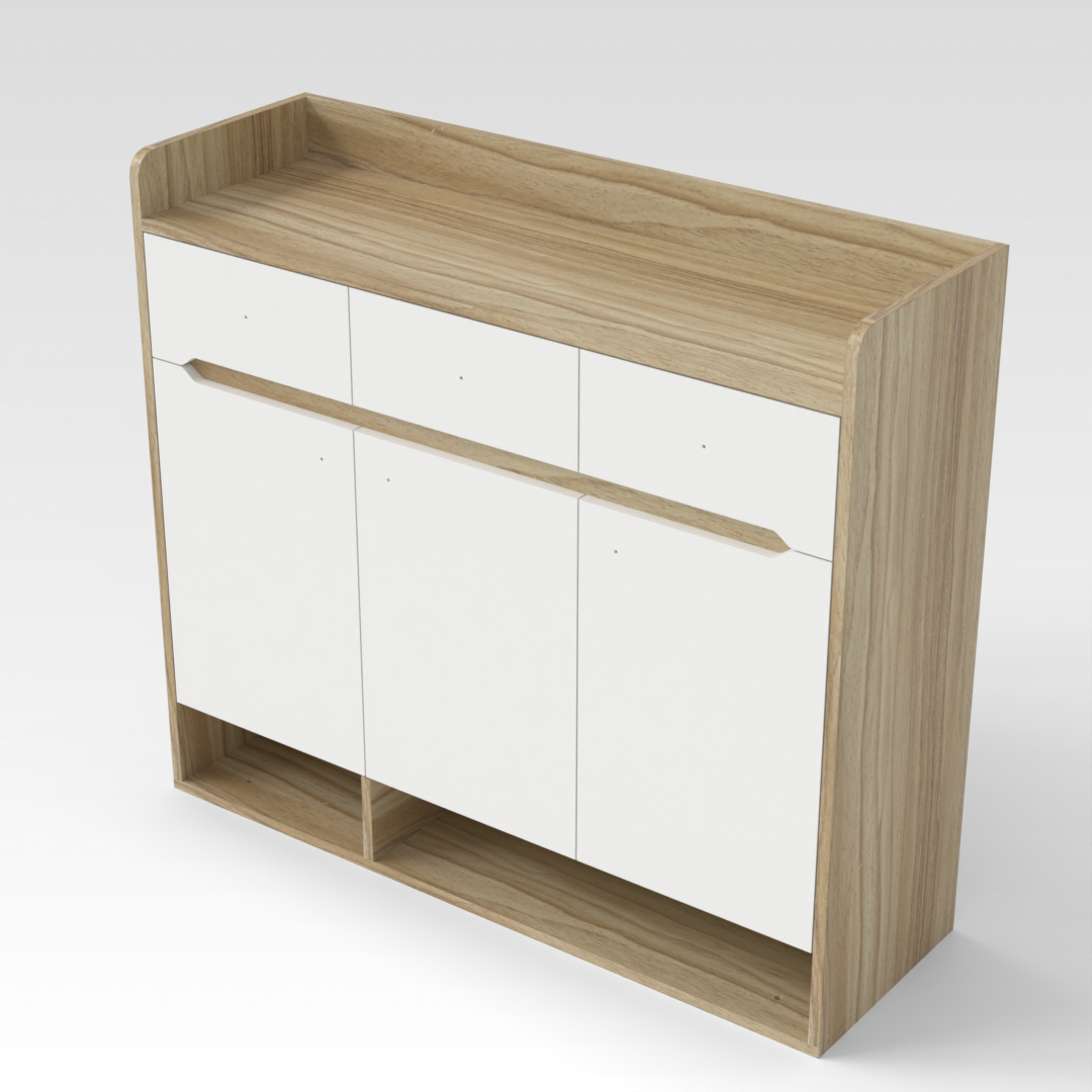 Country Oak & Warm White Shoe Cabinet
