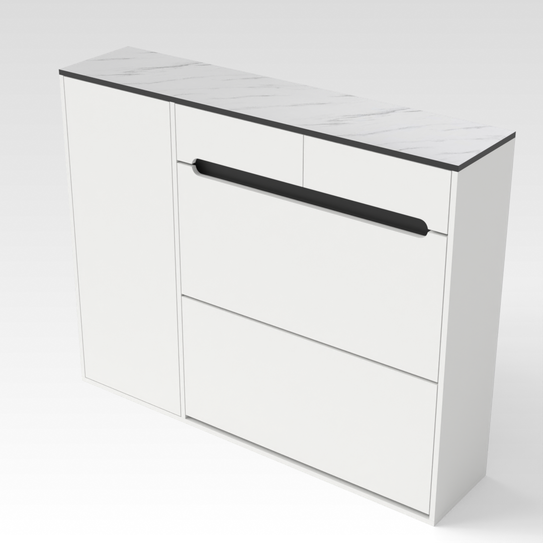 Warm White & White Marble Shoe Cabinet