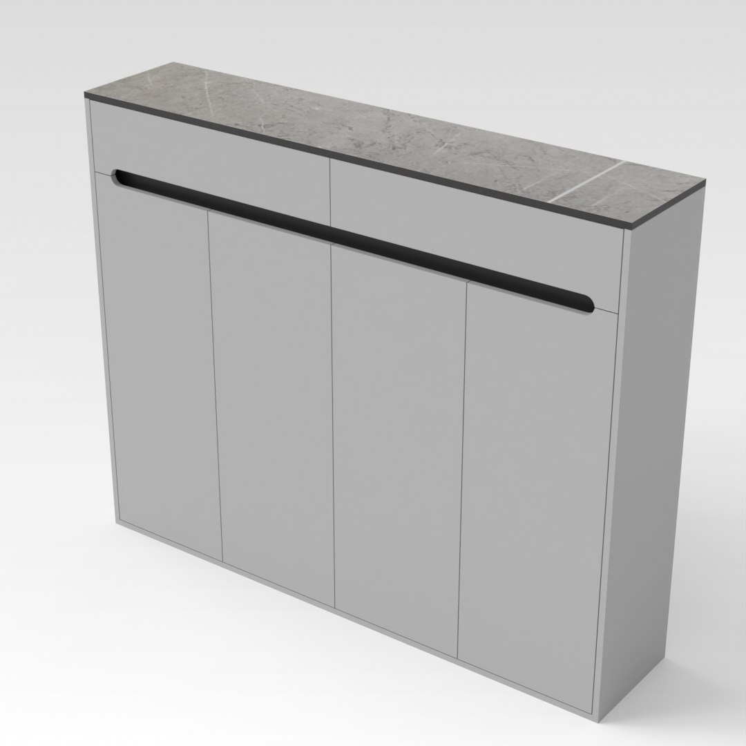 Light Gray & Brown Stone-Grain Top Shoe Cabinet
