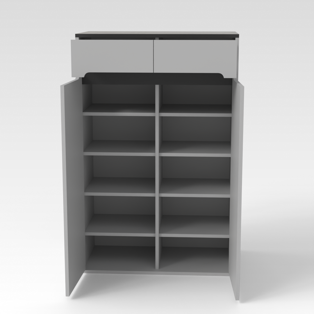 Light Gray & Black Shoe Cabinet