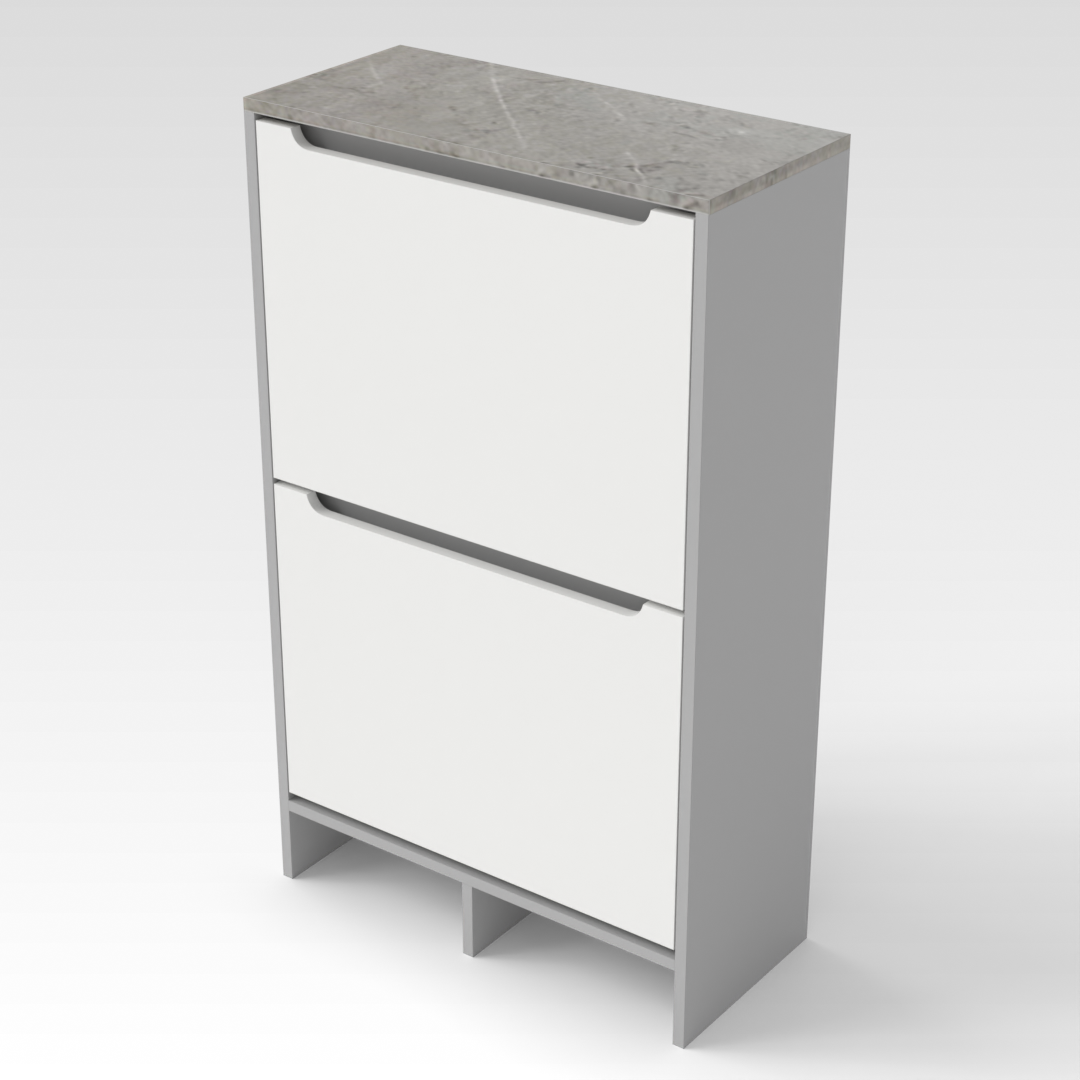 Light Gray & Brown Stone Shoe Cabinet
