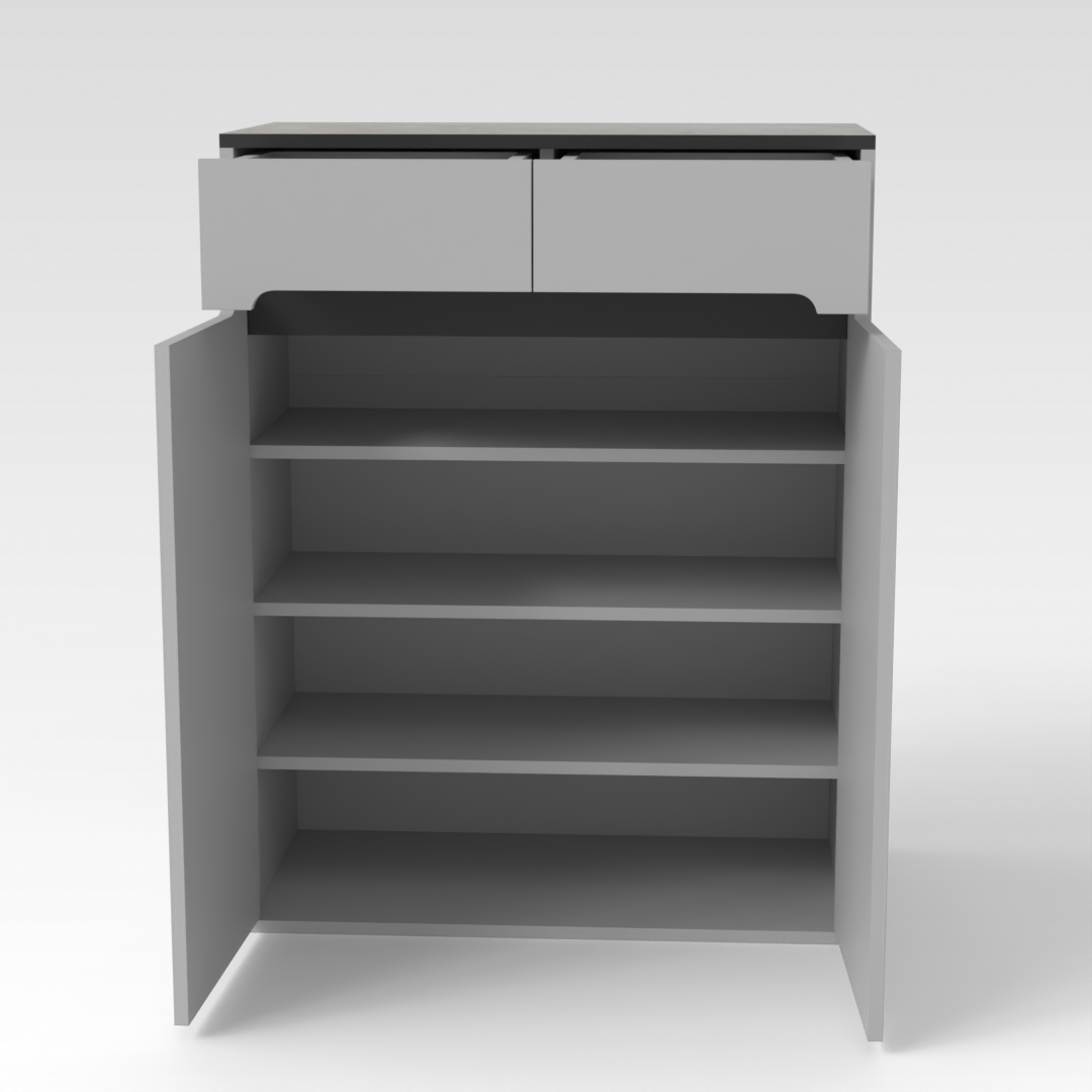 Light Gray & Brown Stone Shoe Cabinet