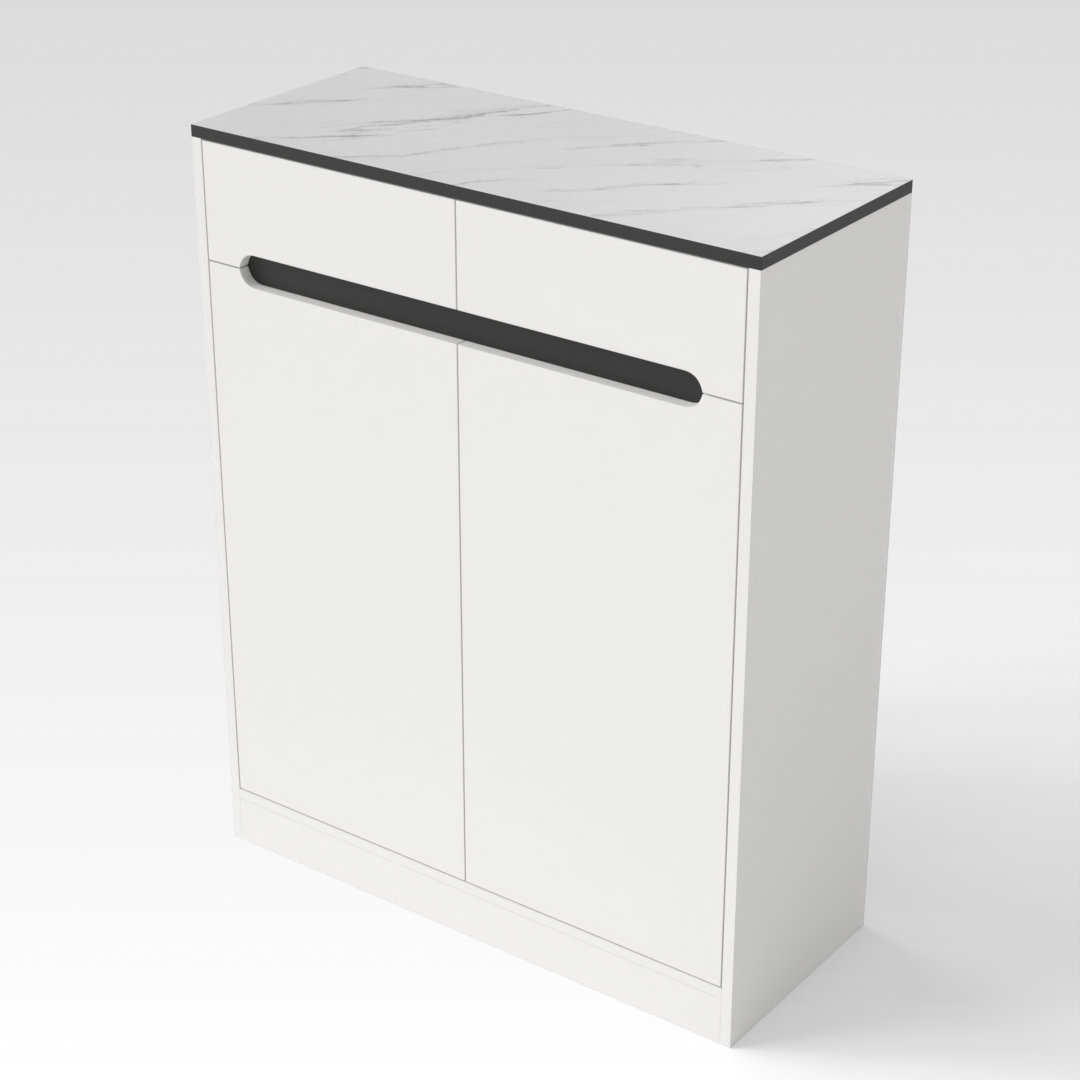 Warm White & Black Shoe Cabinet