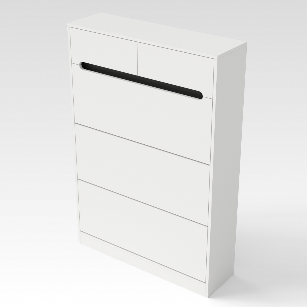 Warm White & Black Shoe Cabinet