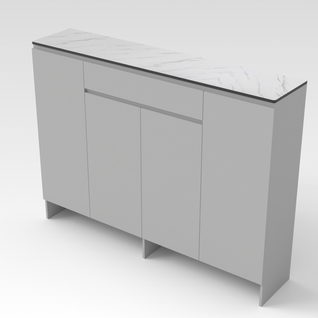Light Gray & White Marble Shoe Cabinet