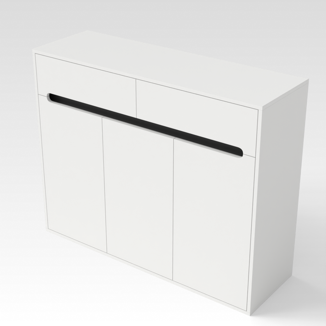 Warm White & Black Shoe Cabinet