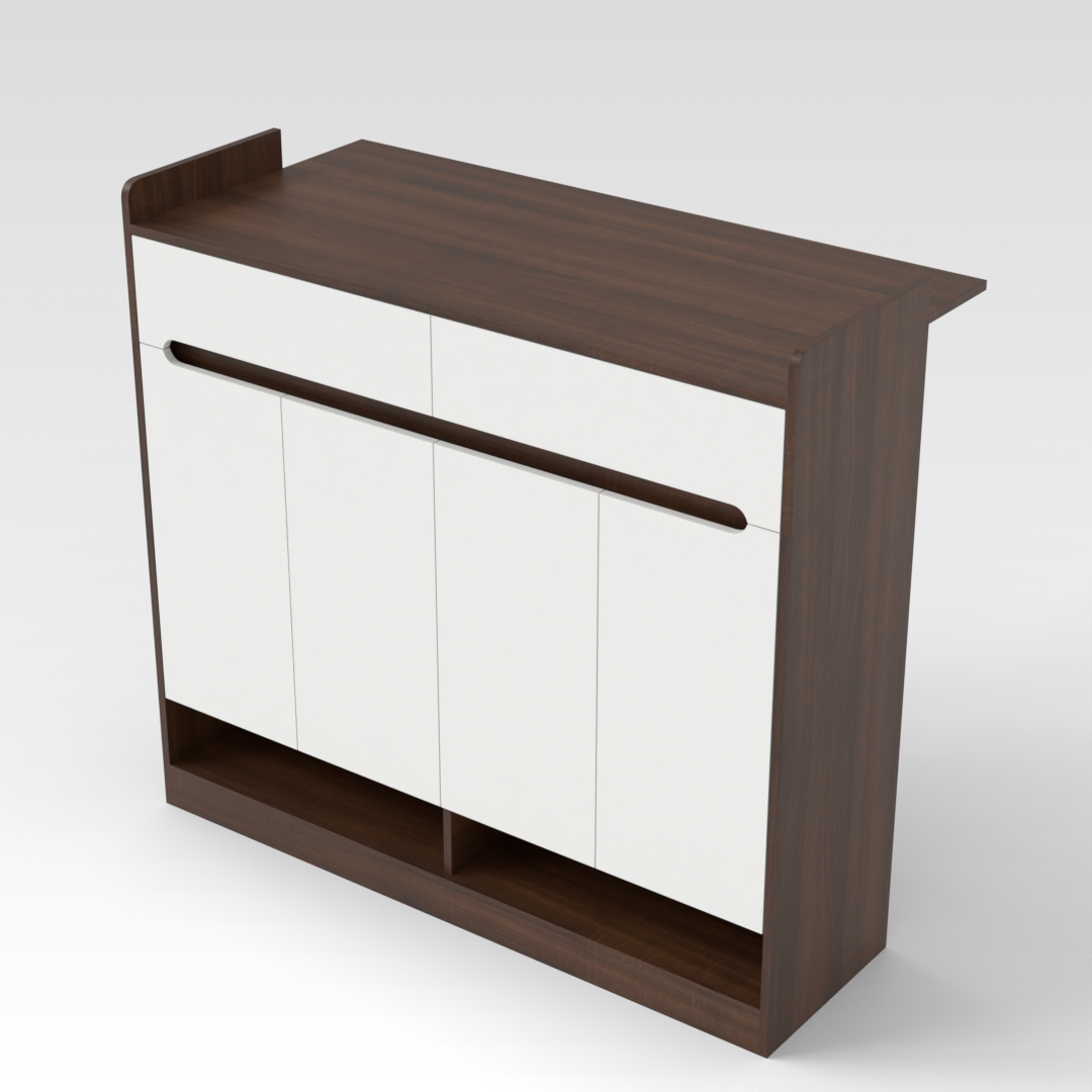 Prairie Oak & Warm White Shoe Cabinet