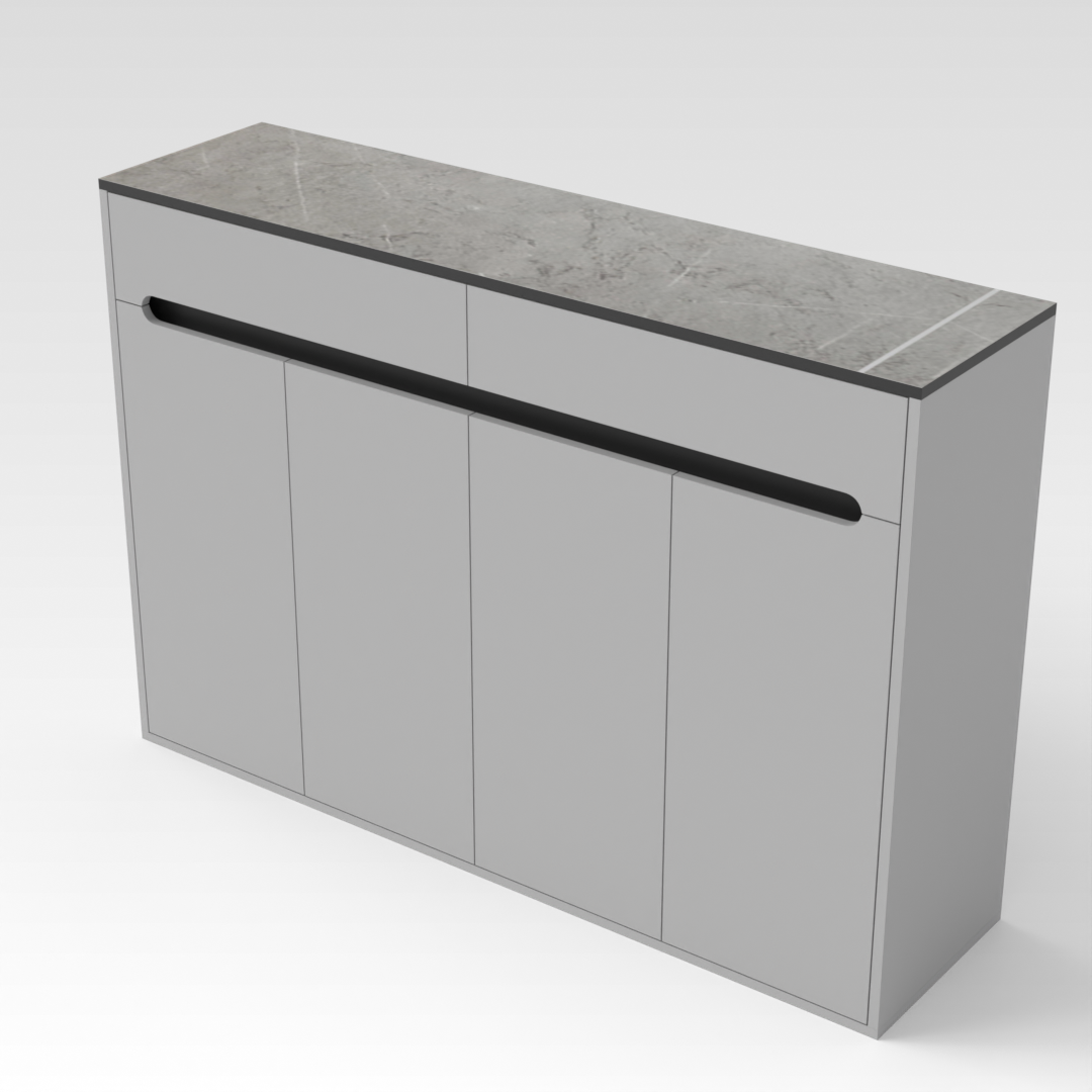 Light Gray & Brown Stone-Grain Top Shoe Cabinet