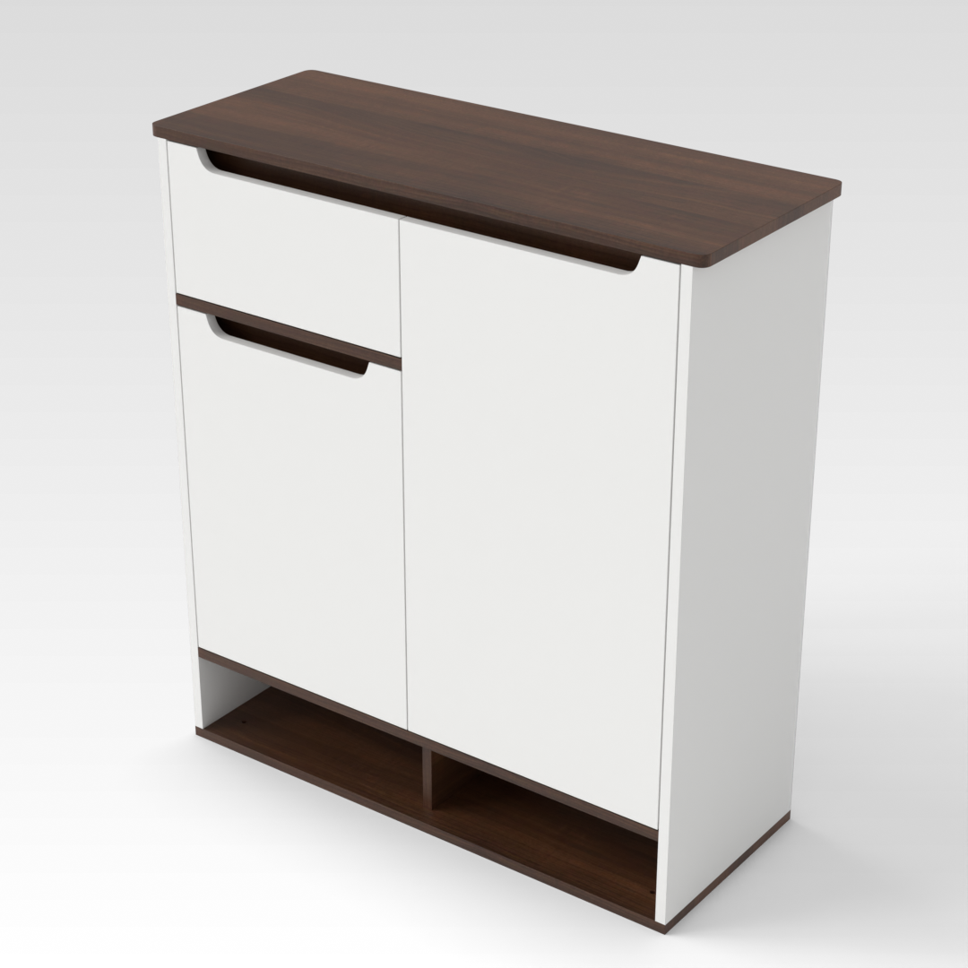 Warm White & Prairie Oak Shoe Cabinet