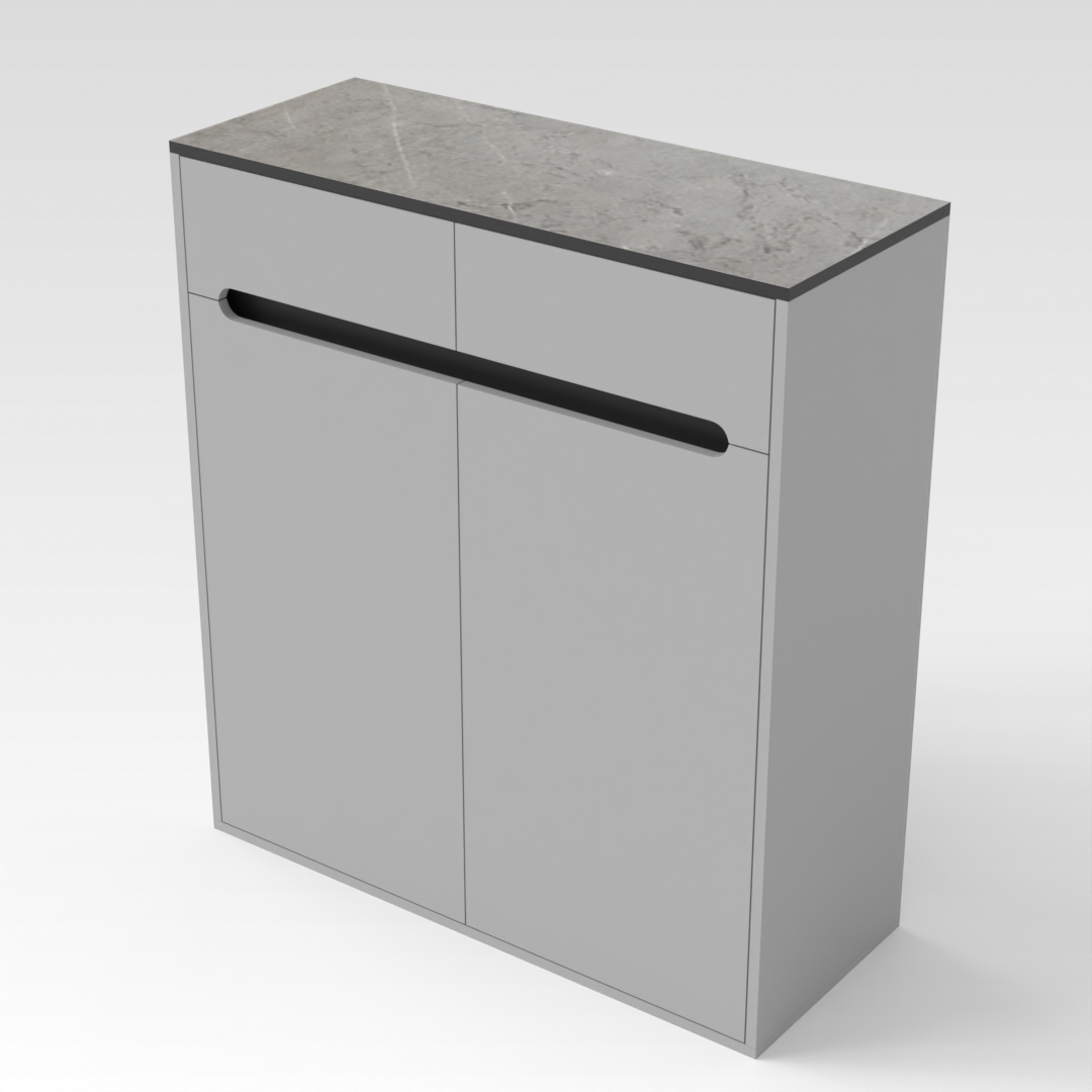 Light Gray & Brown Stone-Grain Top Shoe Cabinet