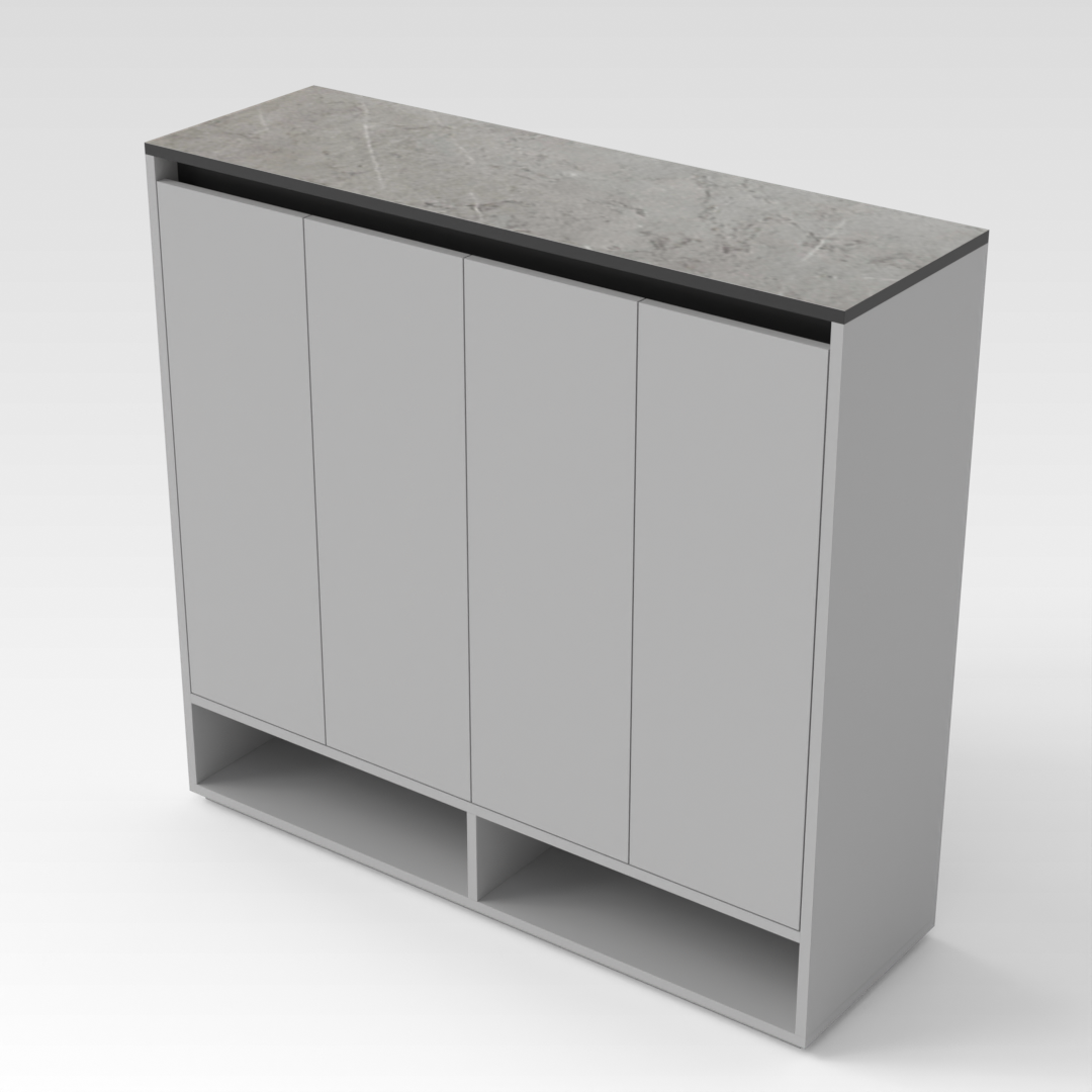 Light Gray & Brown Stone-Grain Top Shoe Cabinet