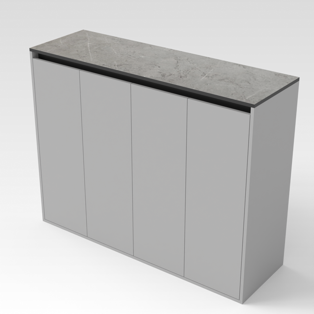 Light Gray & Brown Stone-Grain Top Shoe Cabinet