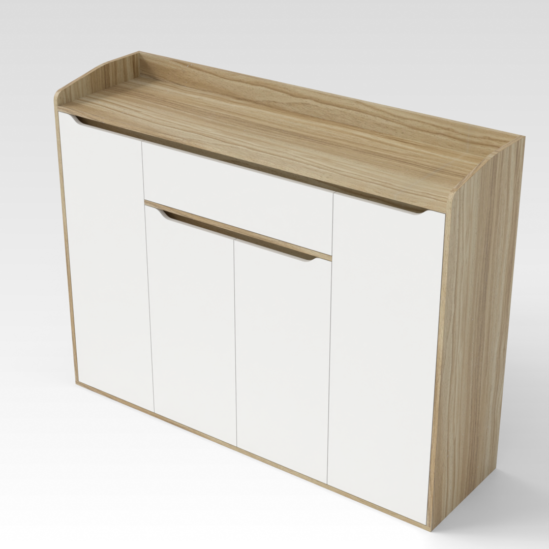 Country Oak & Warm White Shoe Cabinet