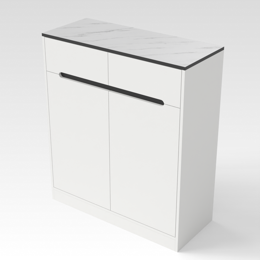 Warm White & White Marble Shoe Cabinet