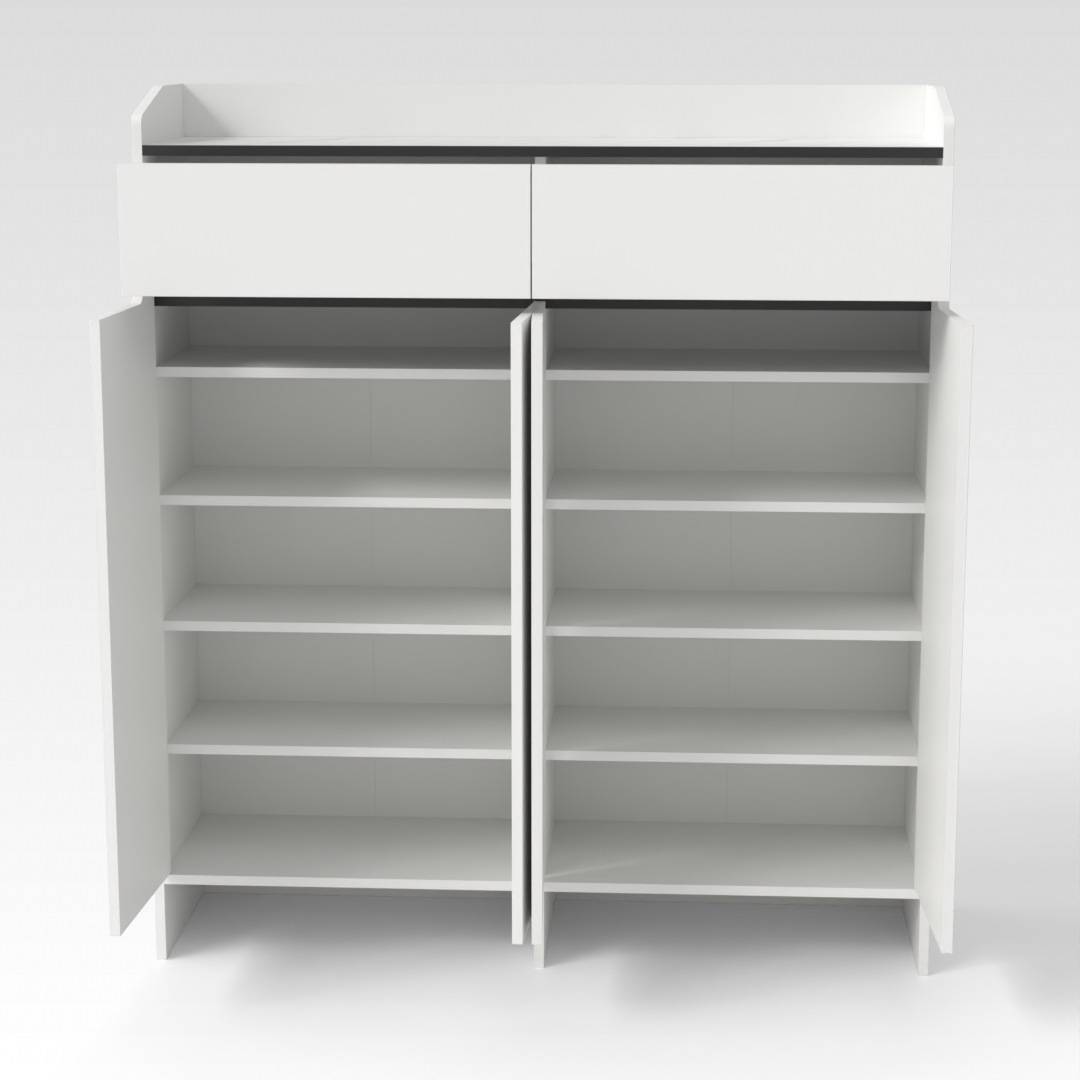 Warm White & White Marble Shoe Cabinet