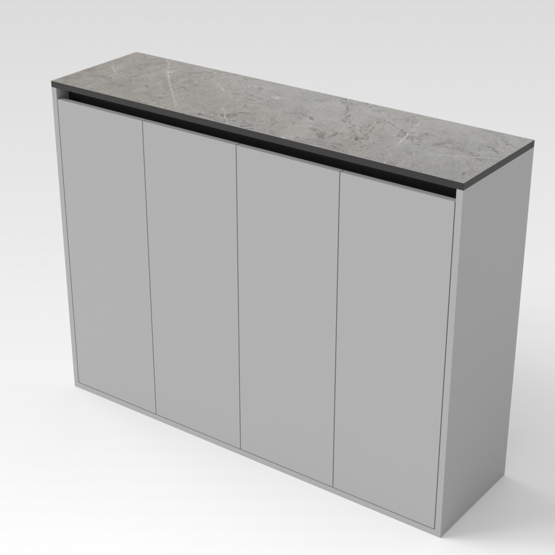 Light Gray & Brown Stone-Grain Top Shoe Cabinet