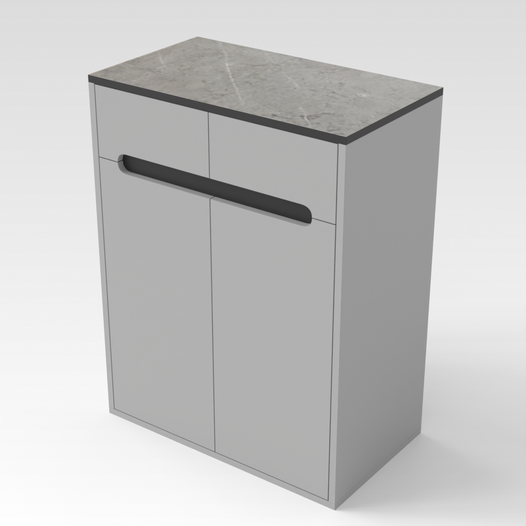 Light Gray & Brown Stone-Grain Top Shoe Cabinet