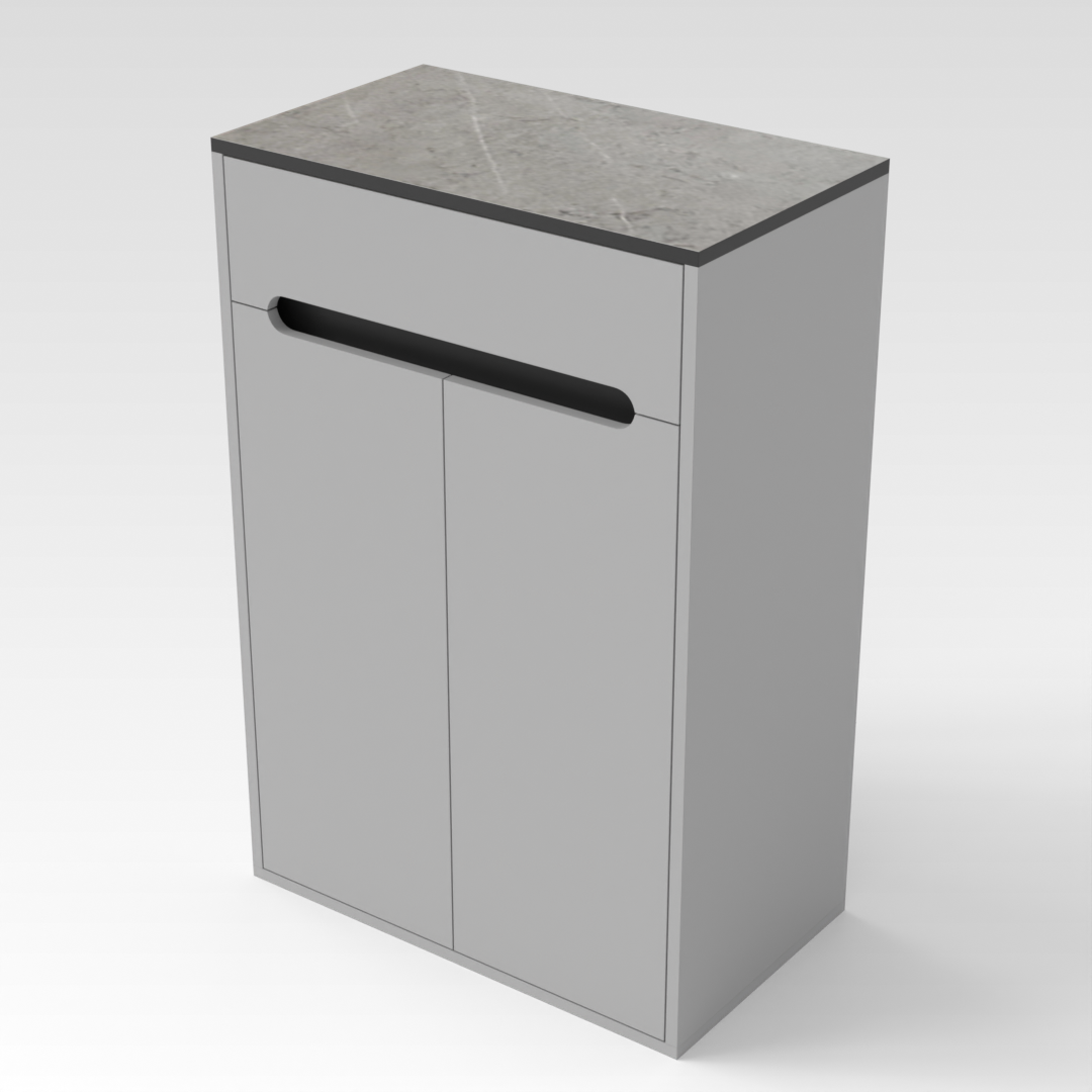 Light Gray & Brown Stone-Grain Top Shoe Cabinet