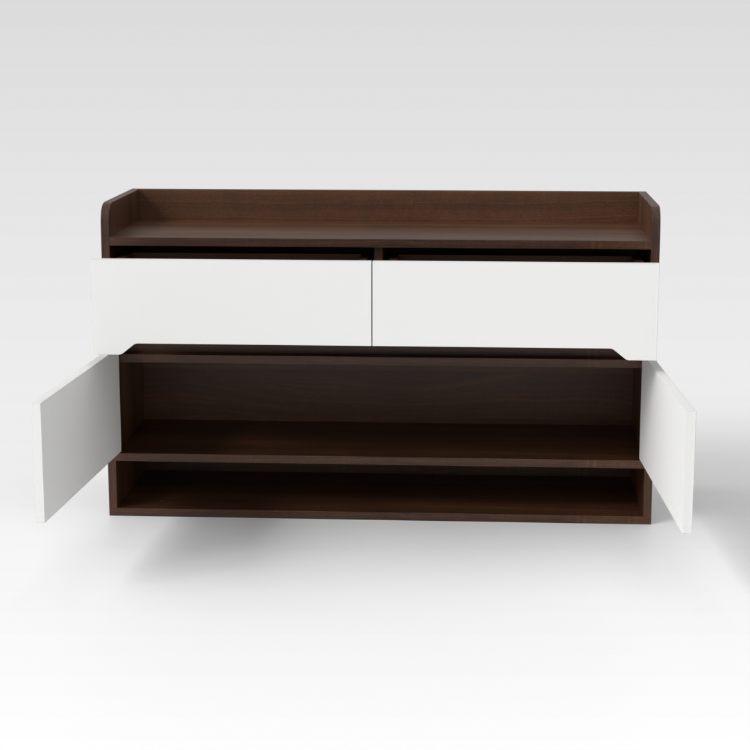 Prairie Oak & Warm White Shoe Cabinet